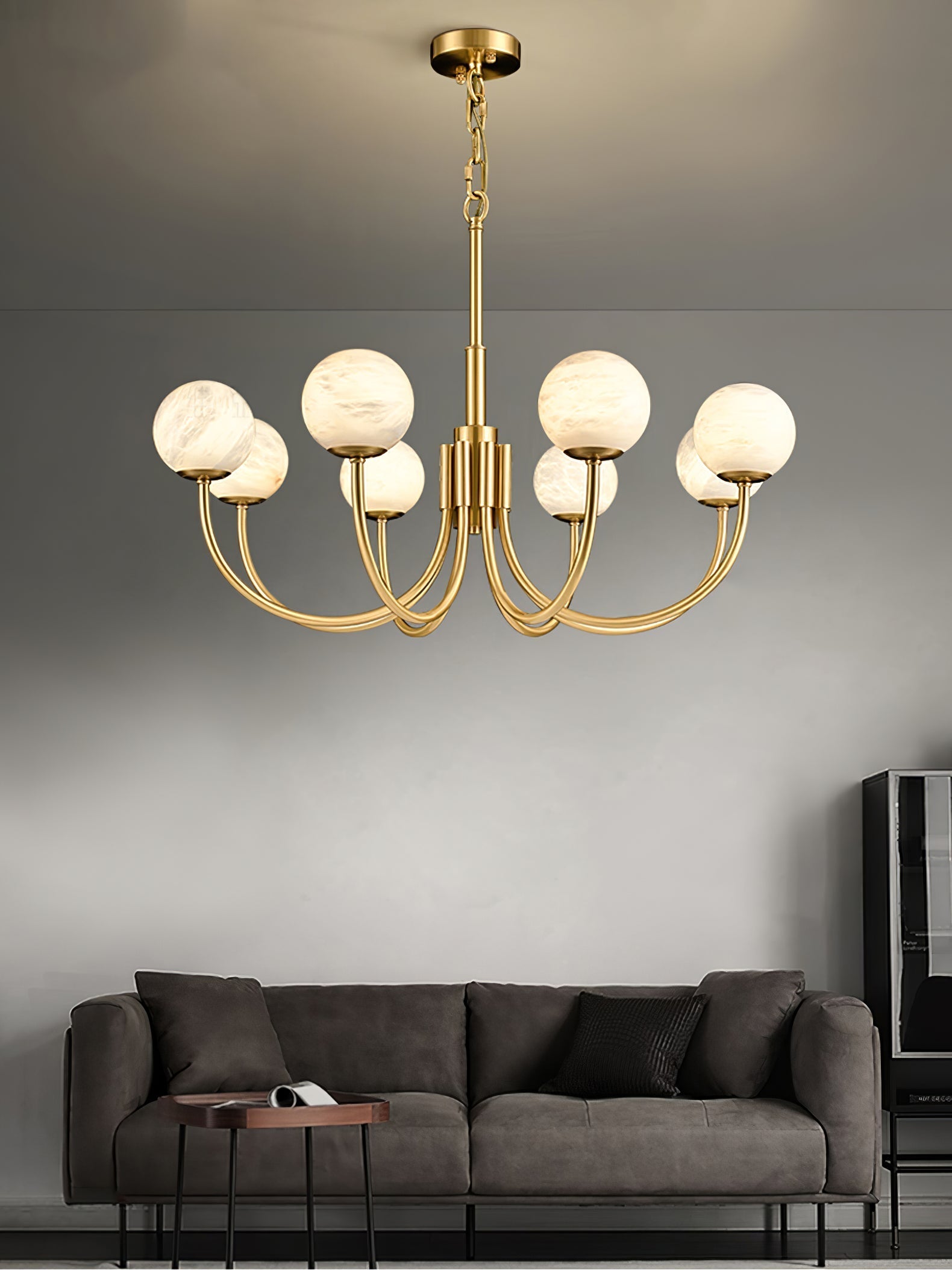Alira Vintage Alabaster Chandelier Light-Neutral Decor