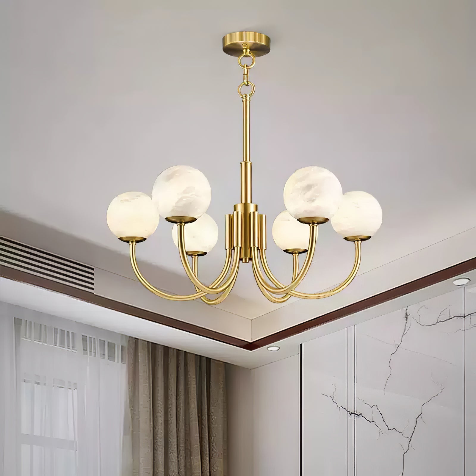 Alira Vintage Alabaster Chandelier Light-Neutral Decor