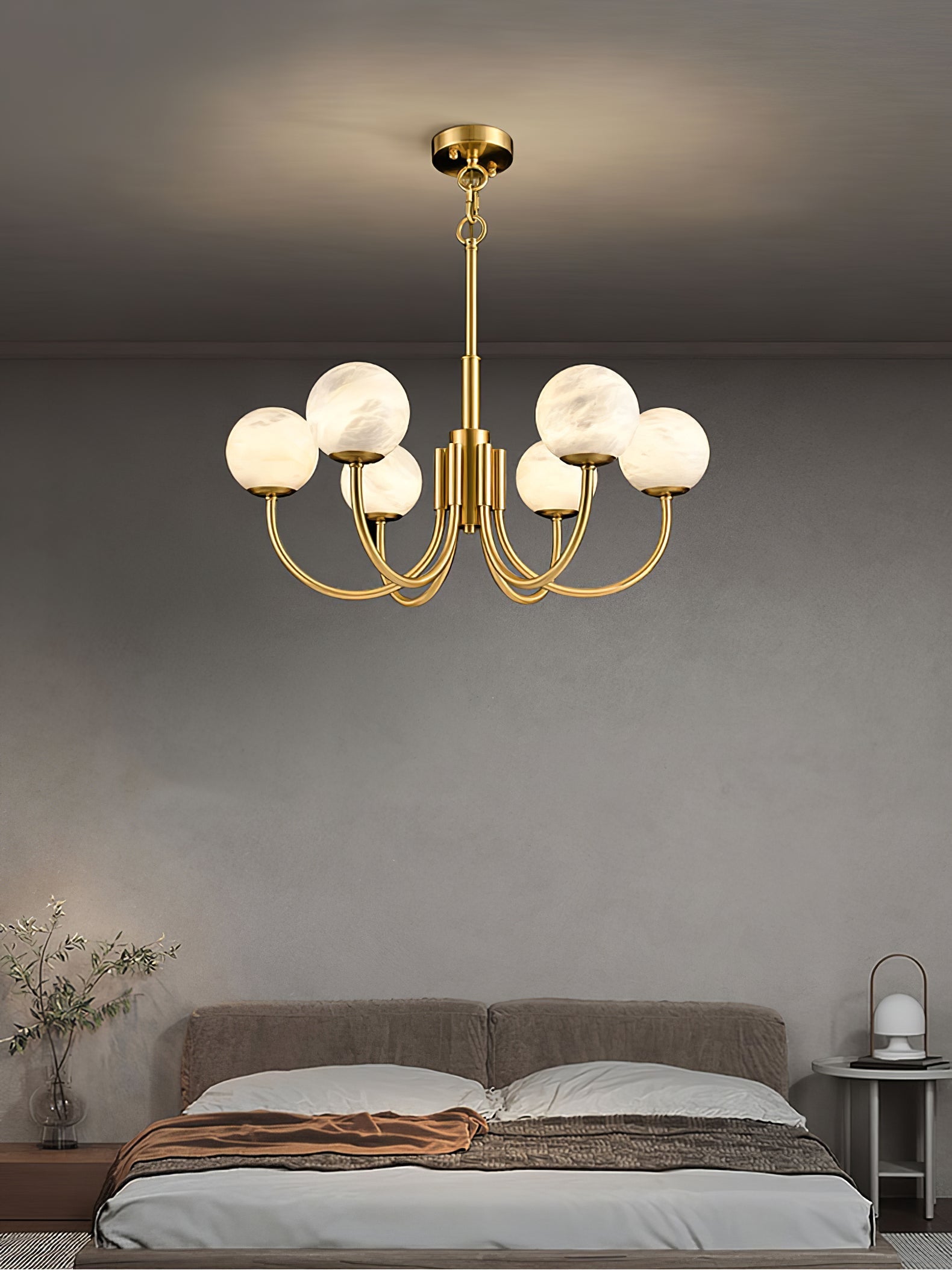 Alira Vintage Alabaster Chandelier Light-Neutral Decor