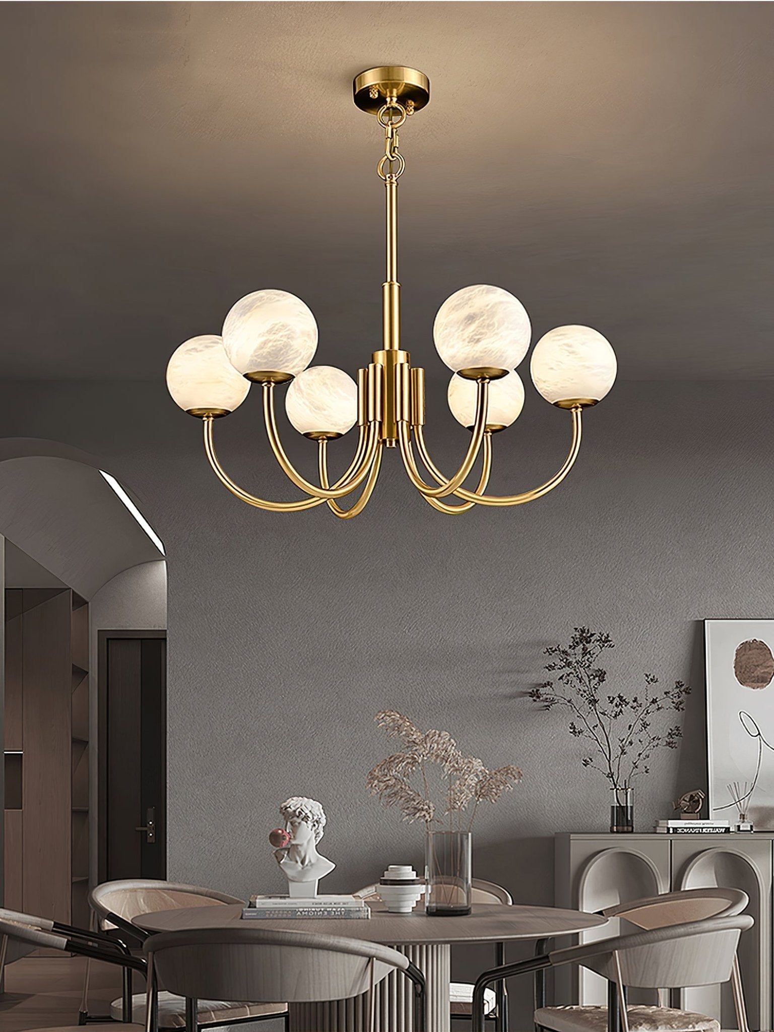 Alira Vintage Alabaster Chandelier Light-Neutral Decor