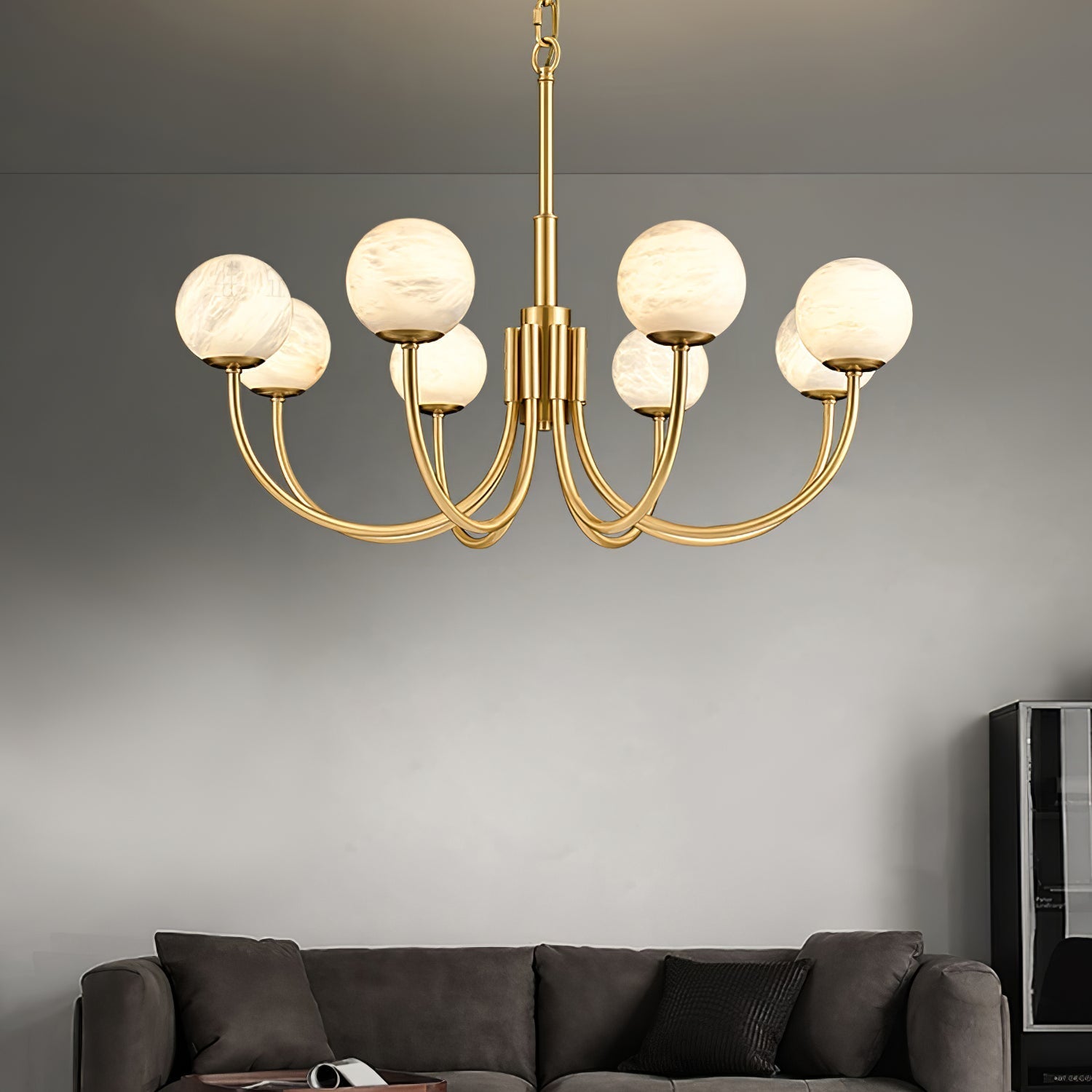 Alira Vintage Alabaster Chandelier Light-Neutral Decor
