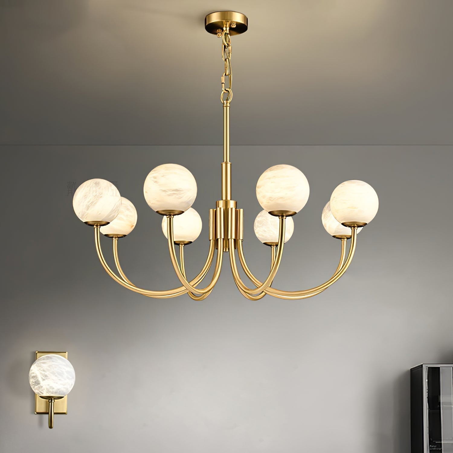 Alira Vintage Alabaster Chandelier Light-Neutral Decor