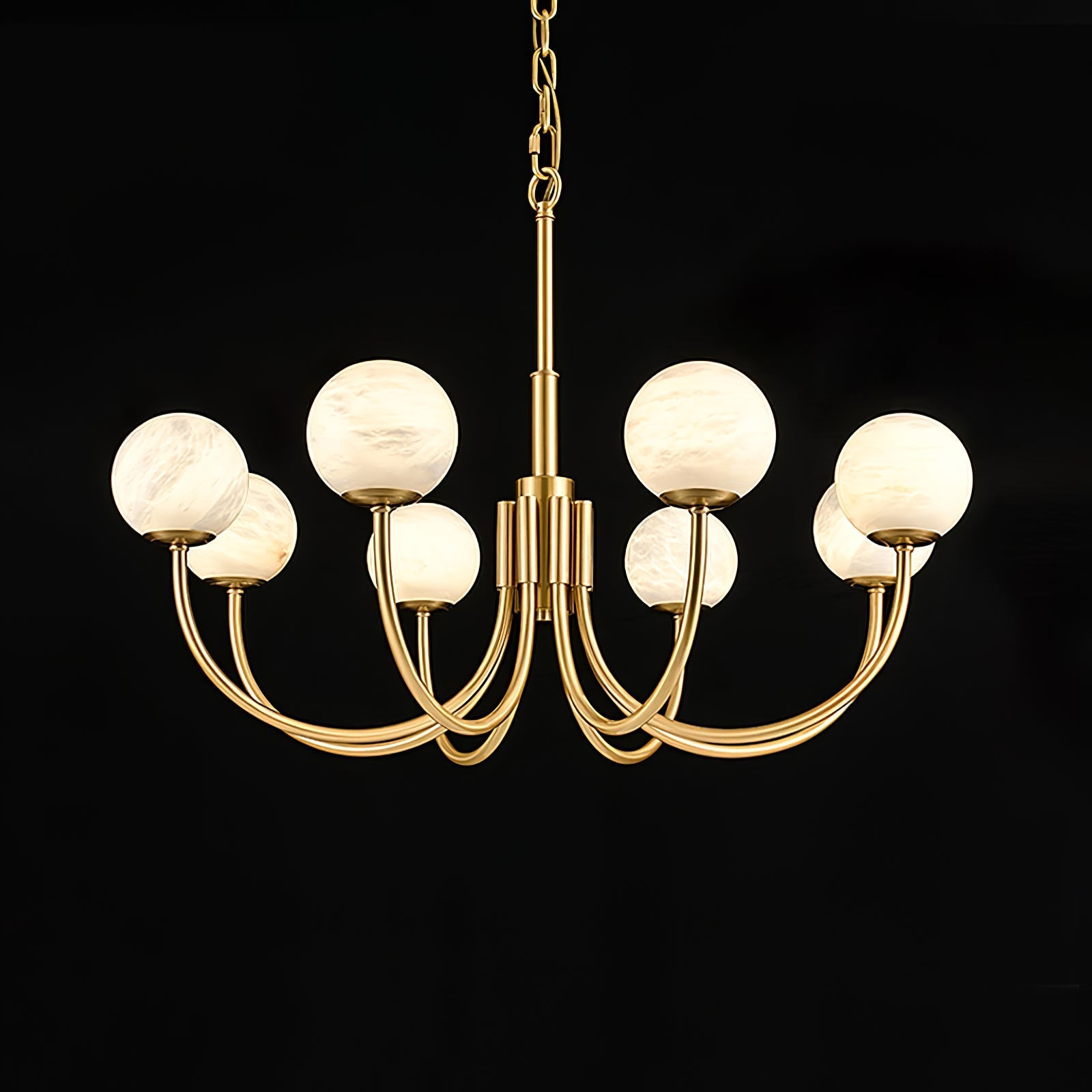 Mjolkuvys Modern Minimalist Globe Brass Alabaster Chandelier