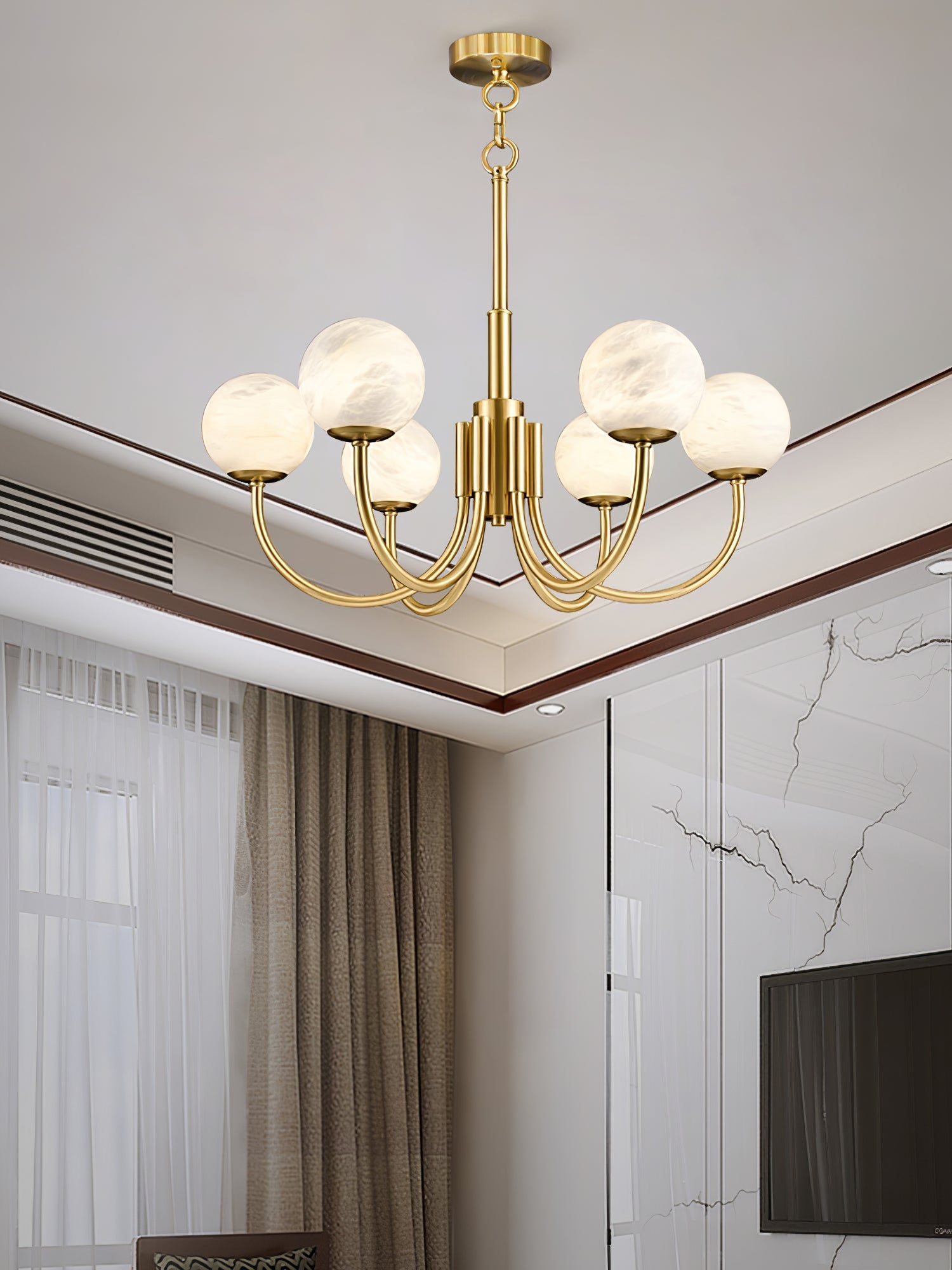 Alira Vintage Alabaster Chandelier Light-Neutral Decor