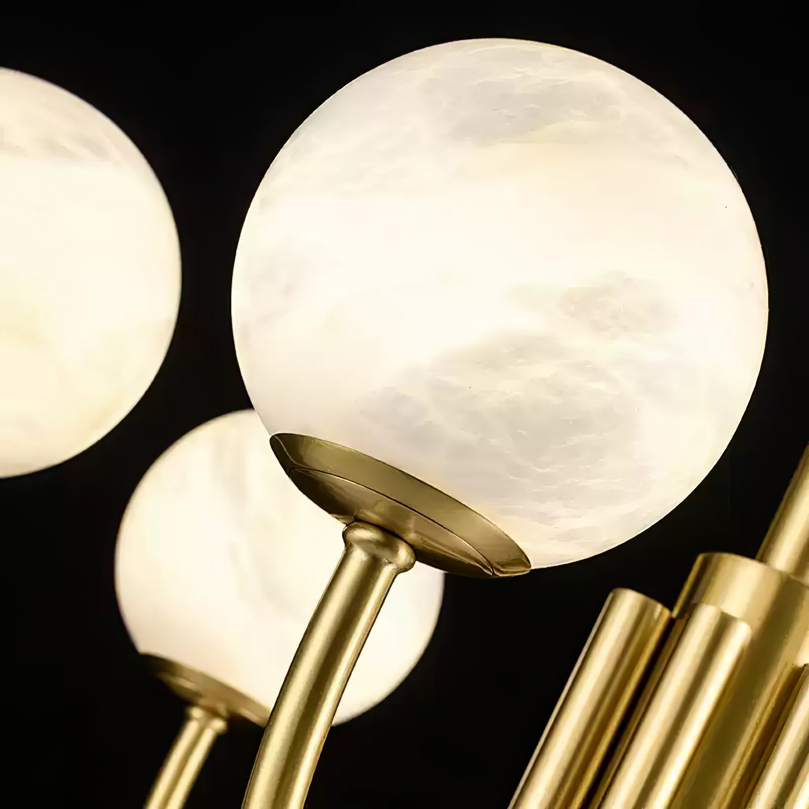 Mjolkuvys Modern Minimalist Globe Brass Alabaster Chandelier
