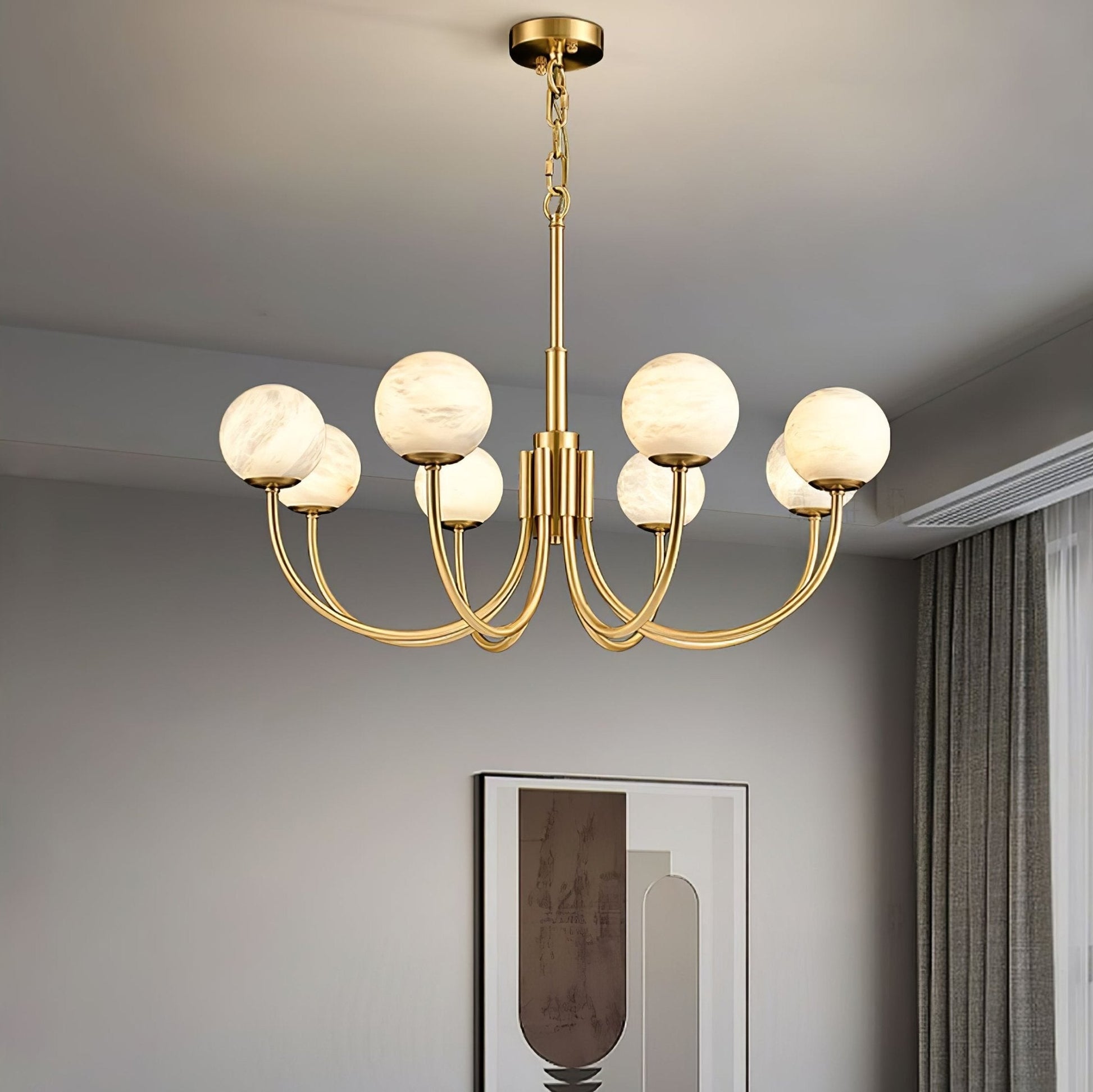 Alira Vintage Alabaster Chandelier Light-Neutral Decor