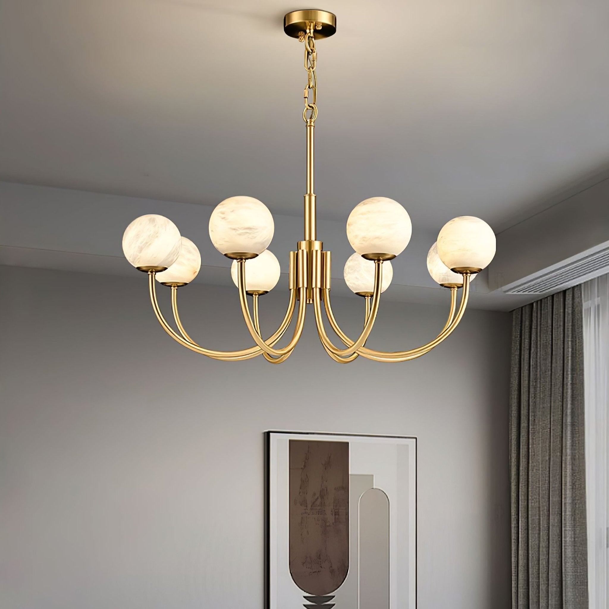 Alira Vintage Alabaster Chandelier Light-Neutral Decor