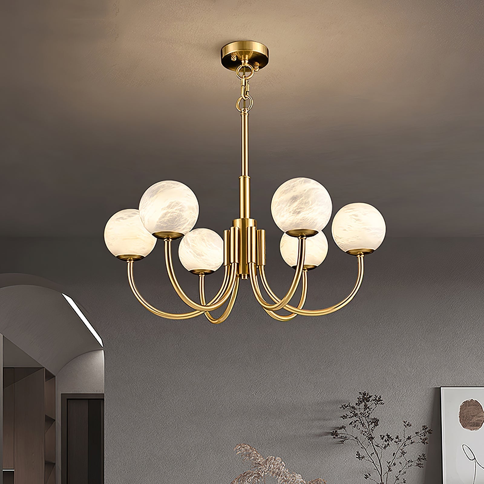 Alira Vintage Alabaster Chandelier Light-Neutral Decor
