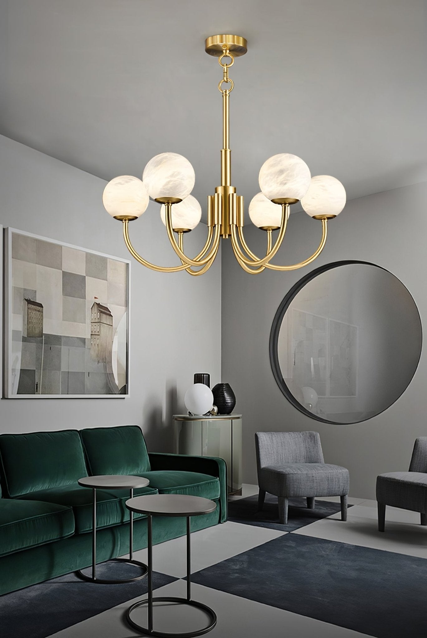 Alira Vintage Alabaster Chandelier Light-Neutral Decor
