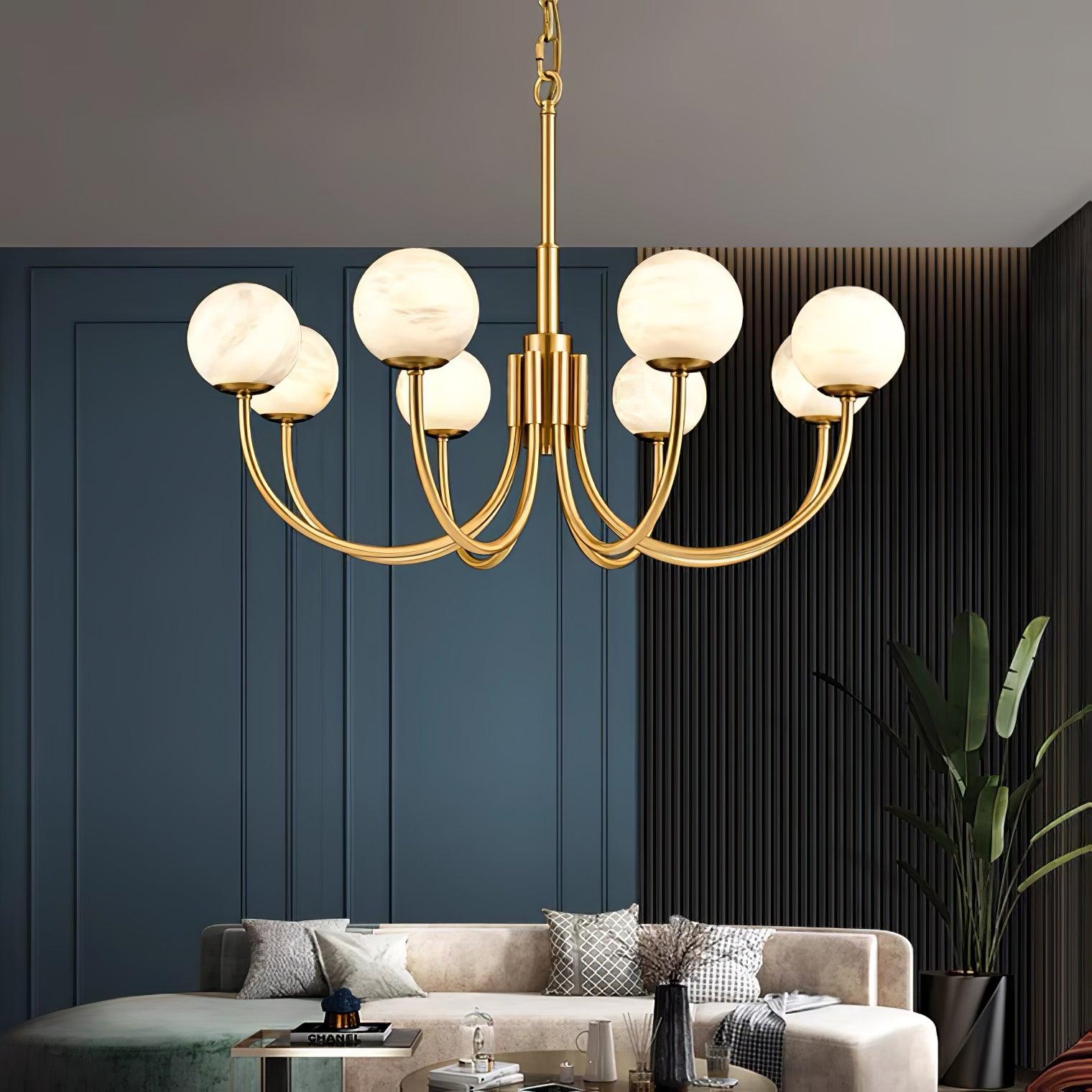 Alira Vintage Alabaster Chandelier Light-Neutral Decor
