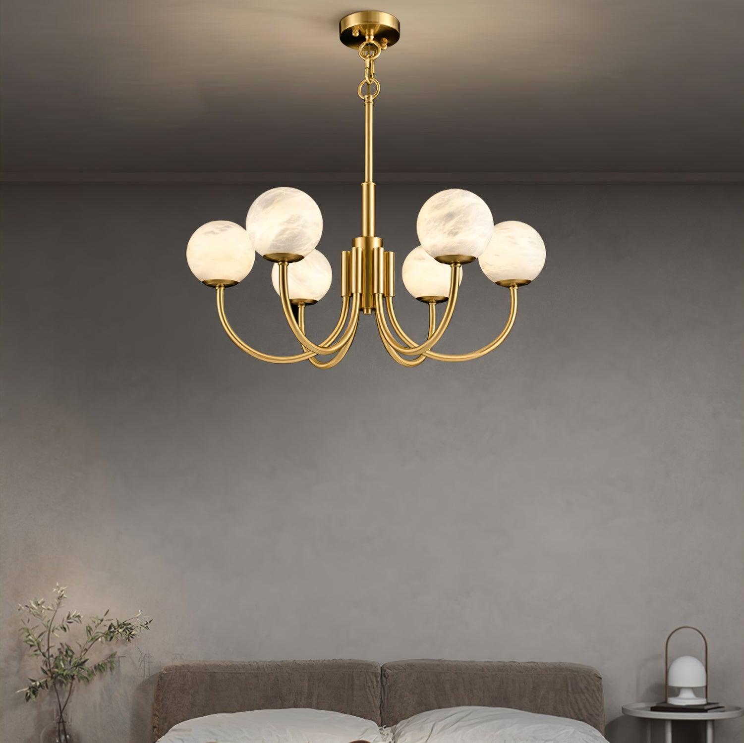 Alira Vintage Alabaster Chandelier Light-Neutral Decor