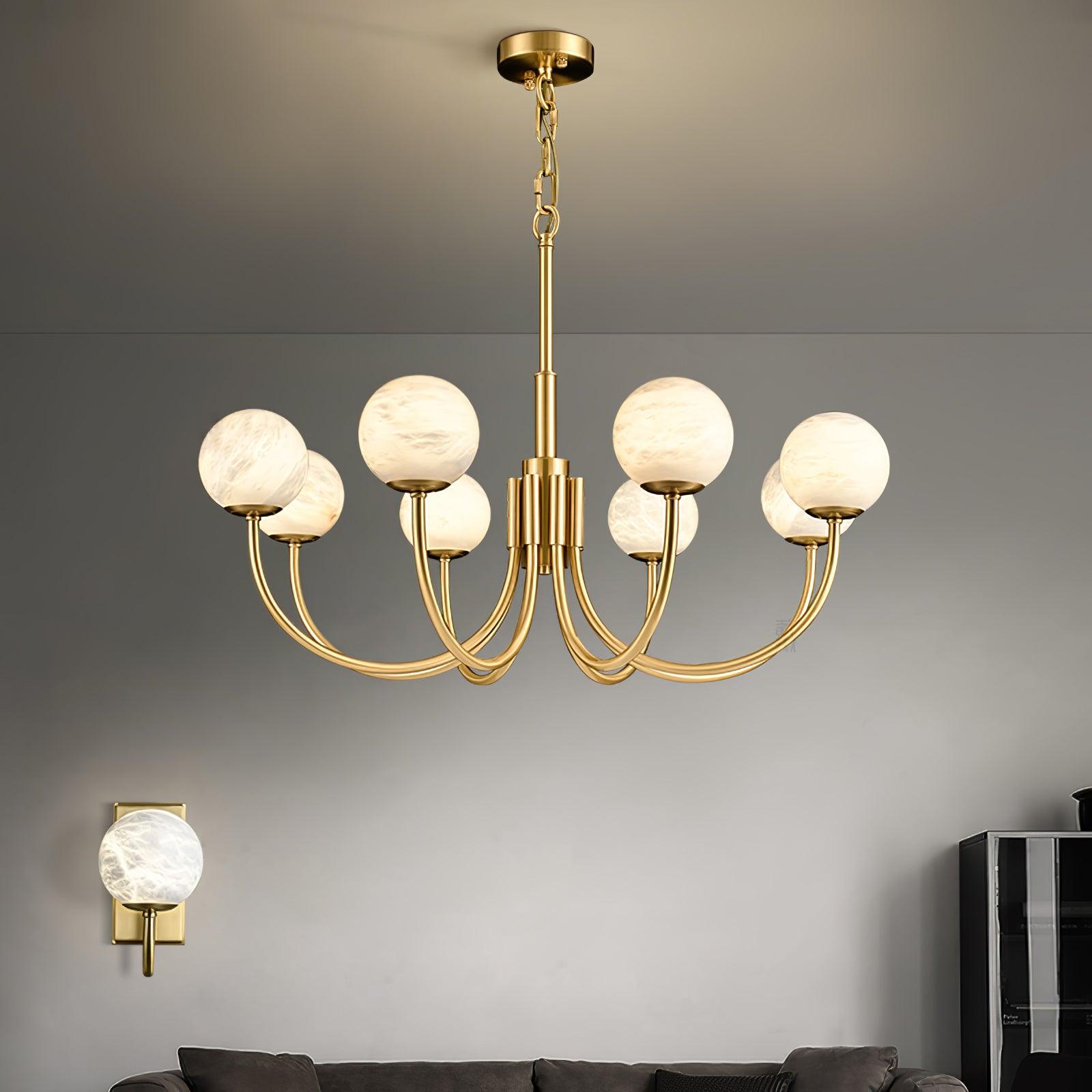 Alira Vintage Alabaster Chandelier Light-Neutral Decor