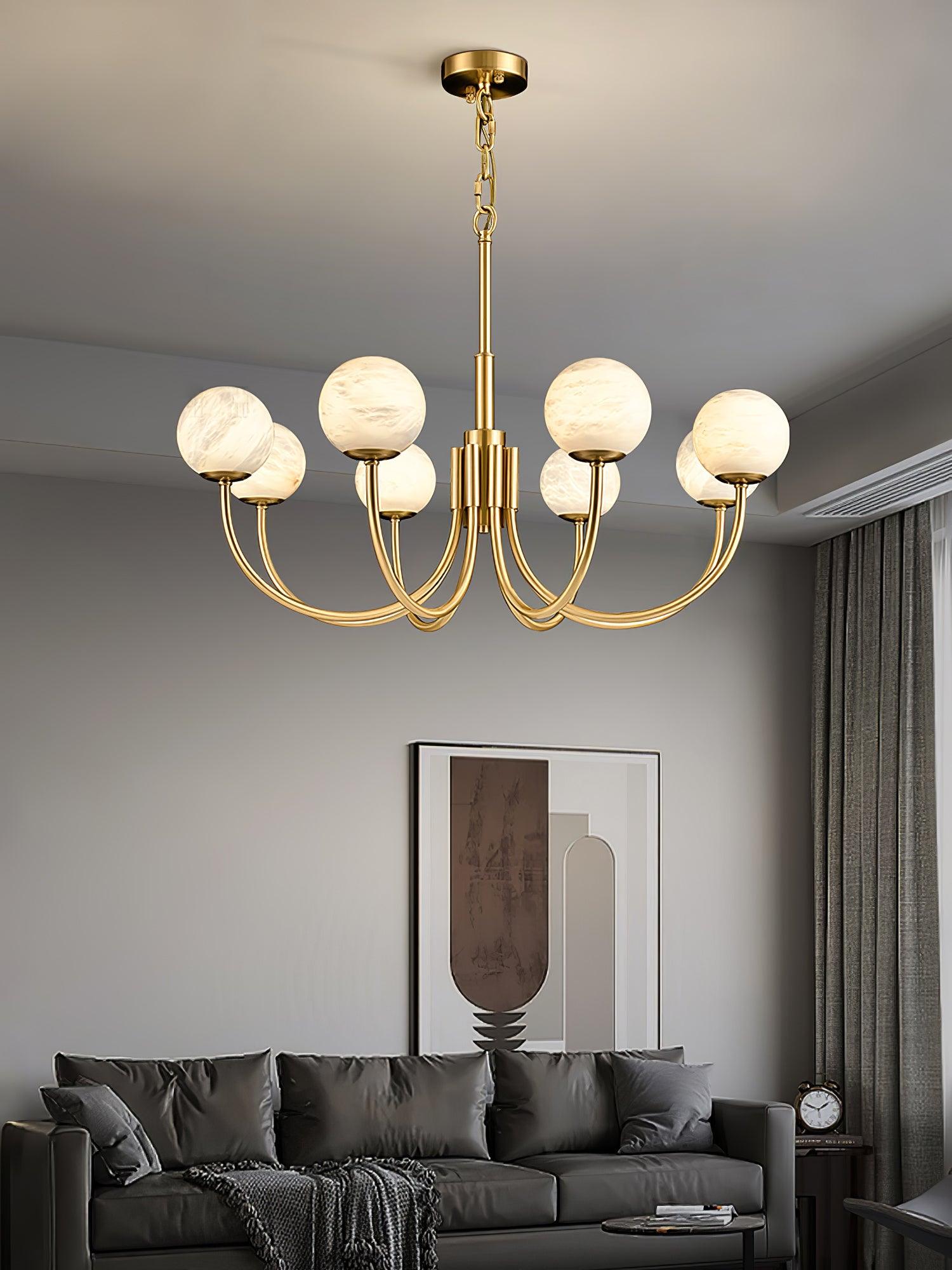 Alira Vintage Alabaster Chandelier Light-Neutral Decor