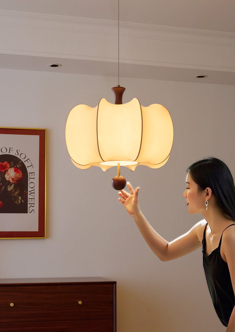Divelo Fabric Wood Pendant Light-Neutral Decor
