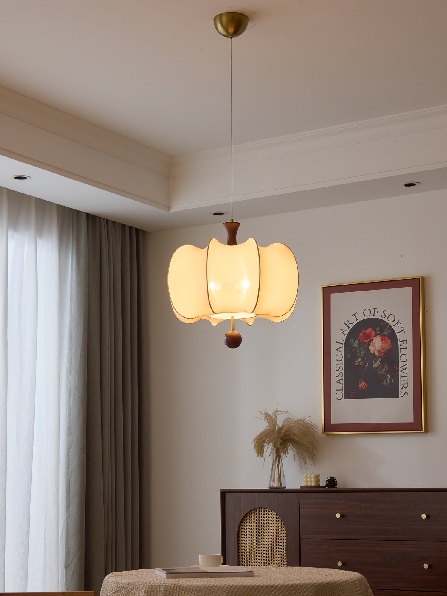 Divelo Fabric Wood Pendant Light-Neutral Decor