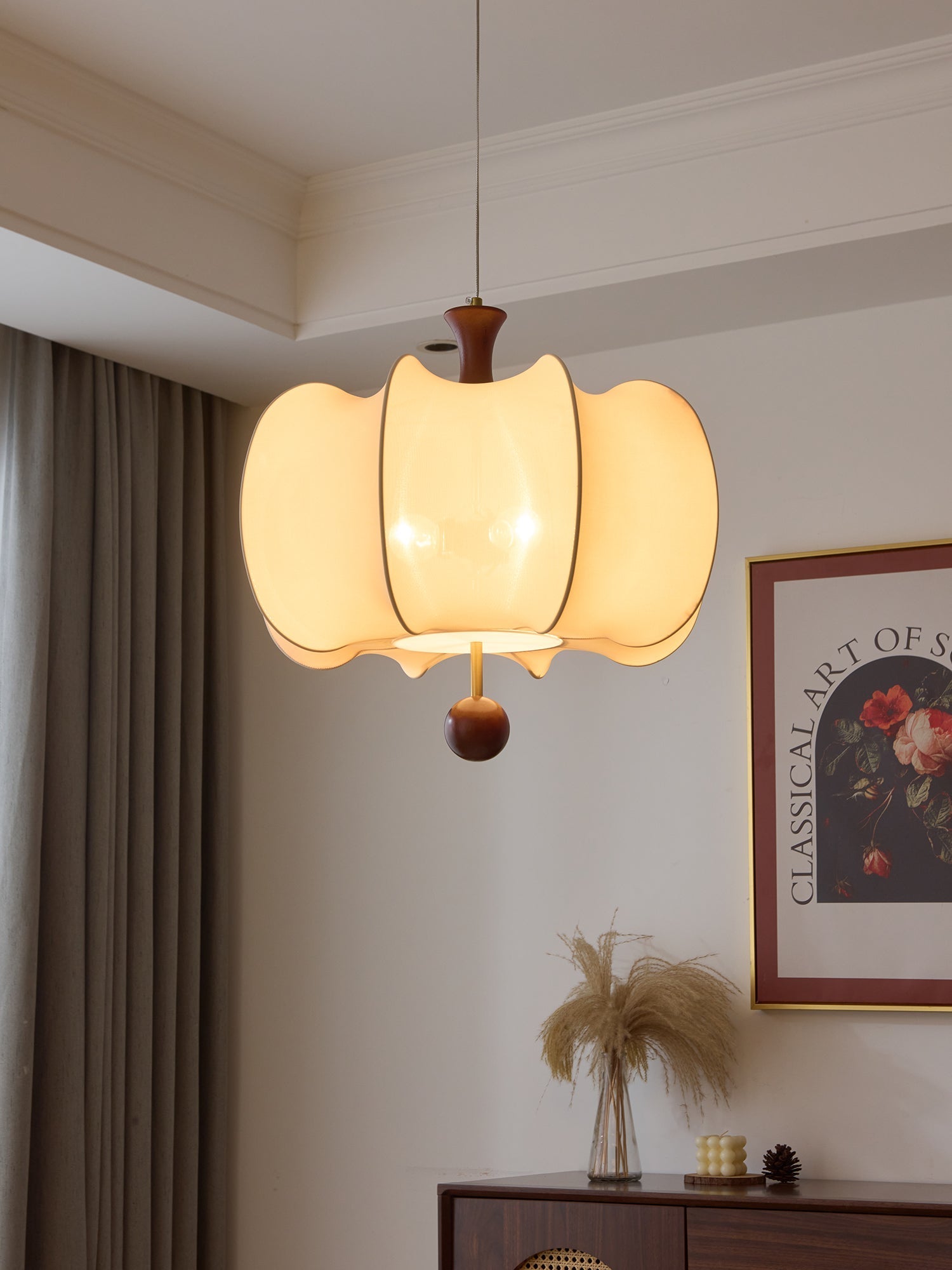 Divelo Fabric Wood Pendant Light-Neutral Decor