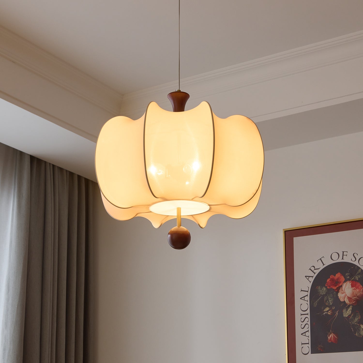 Divelo Fabric Wood Pendant Light-Neutral Decor