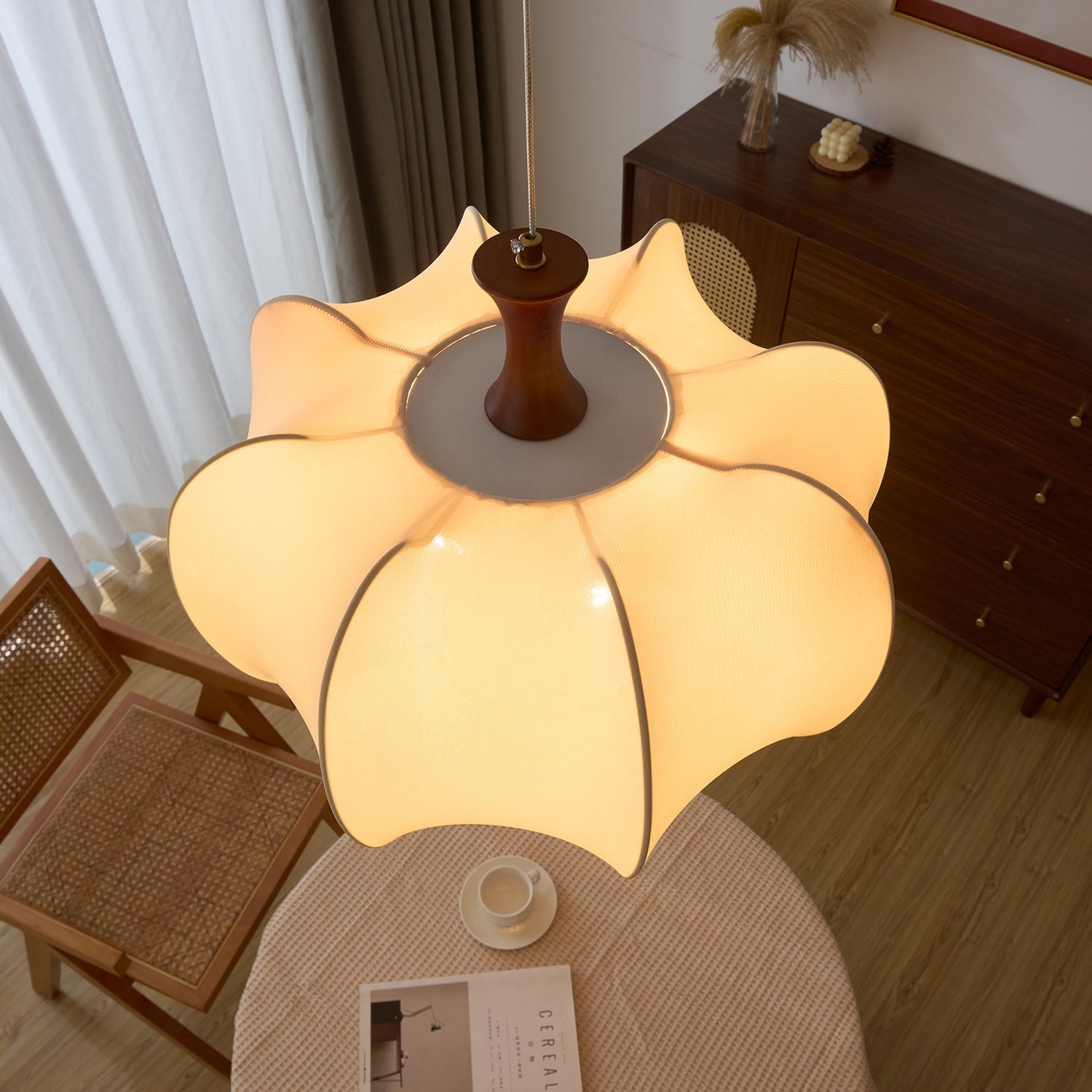 Divelo Fabric Wood Pendant Light-Neutral Decor