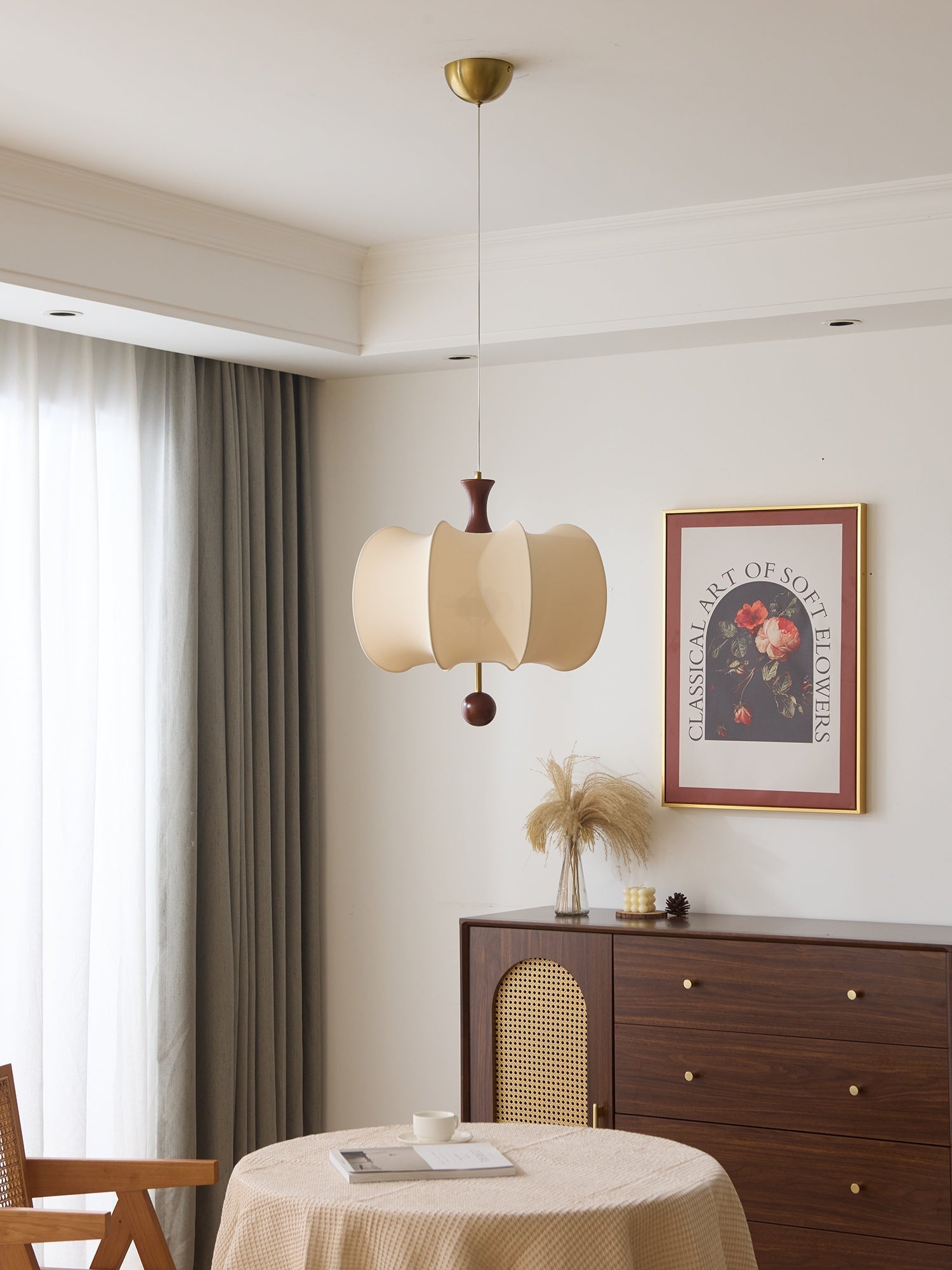 Divelo Fabric Wood Pendant Light-Neutral Decor