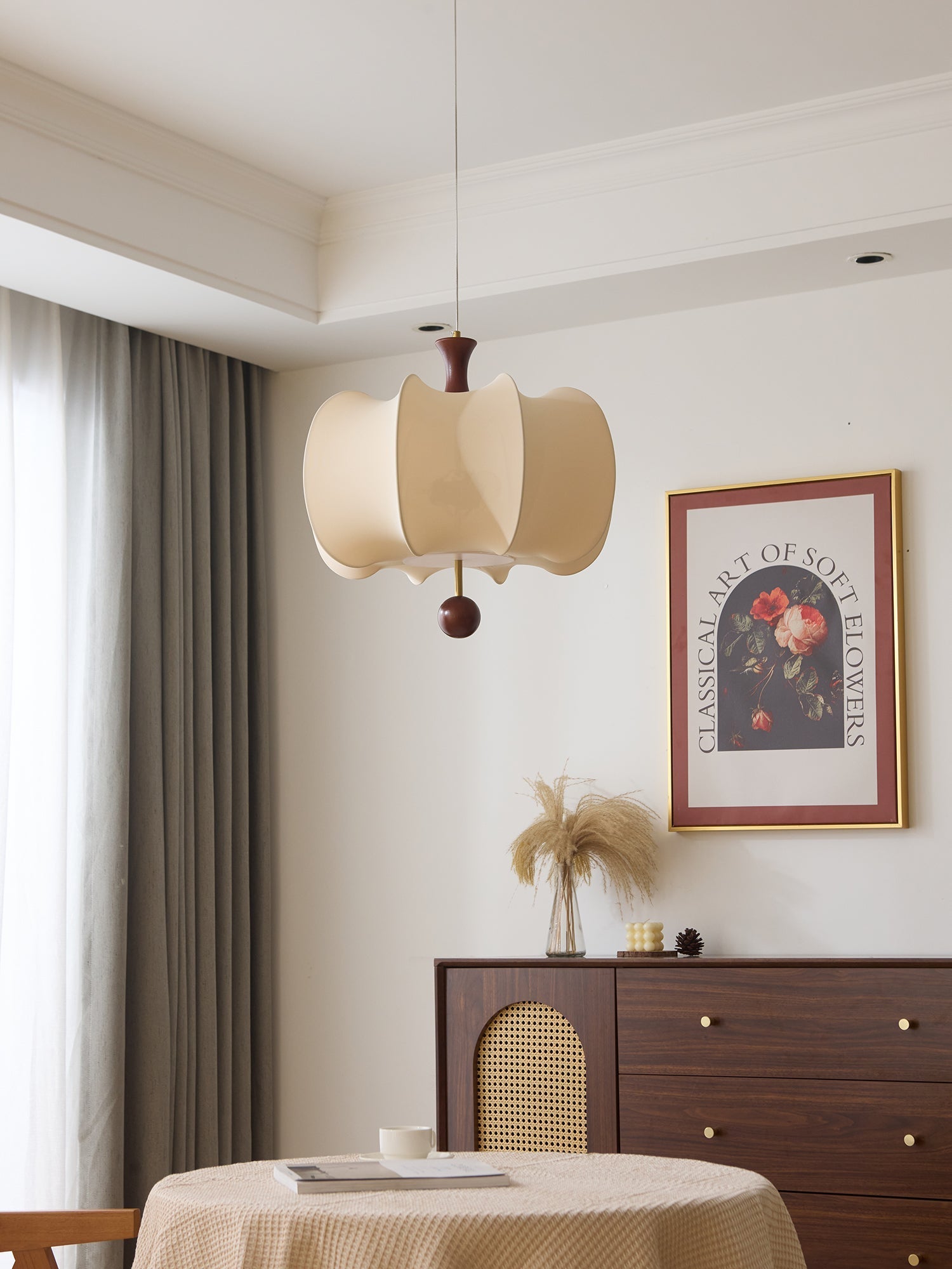 Divelo Fabric Wood Pendant Light-Neutral Decor
