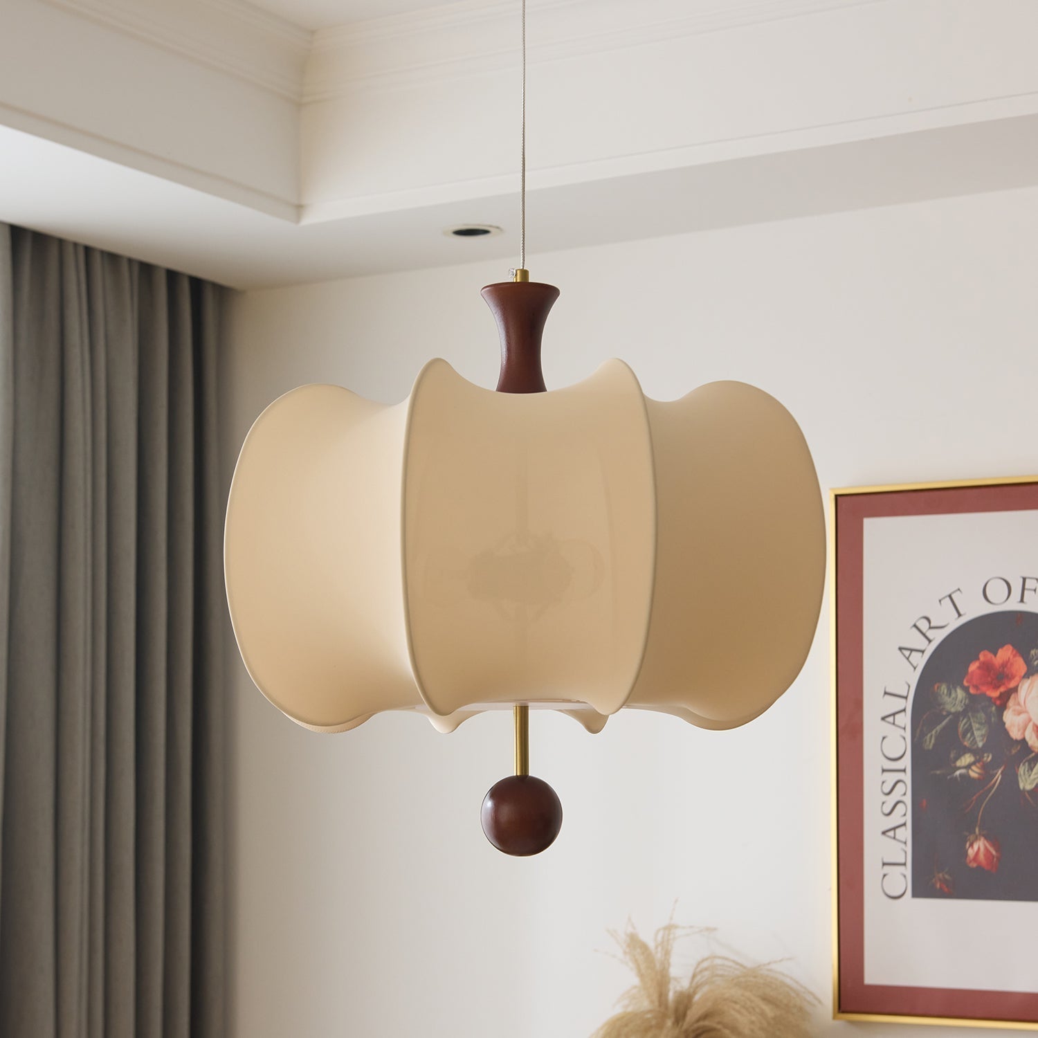 Divelo Fabric Wood Pendant Light-Neutral Decor