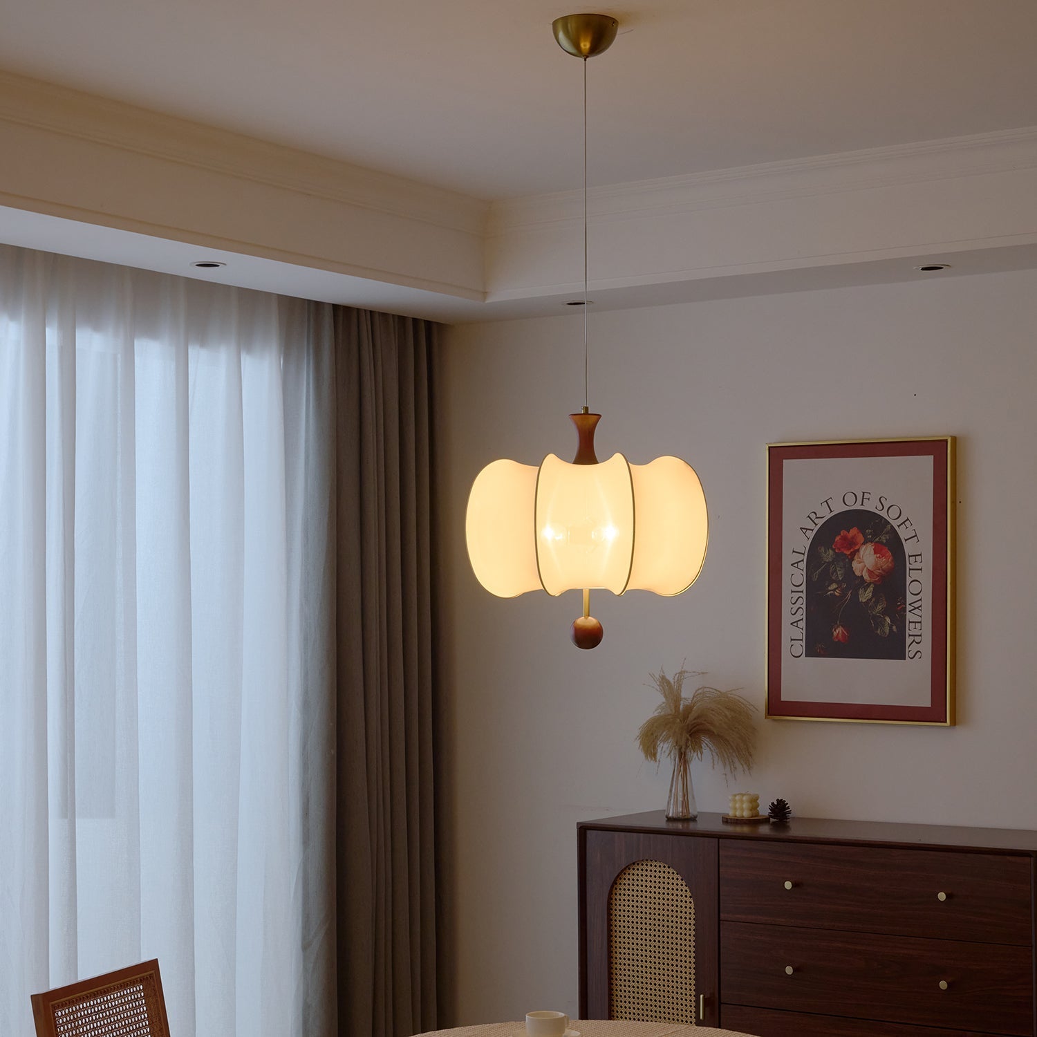 Divelo Fabric Wood Pendant Light-Neutral Decor