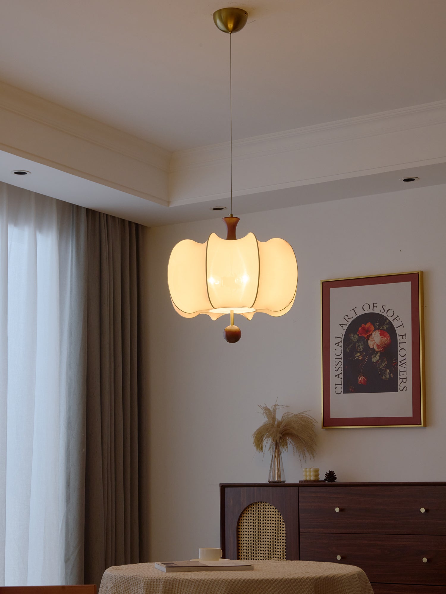 Divelo Fabric Wood Pendant Light-Neutral Decor