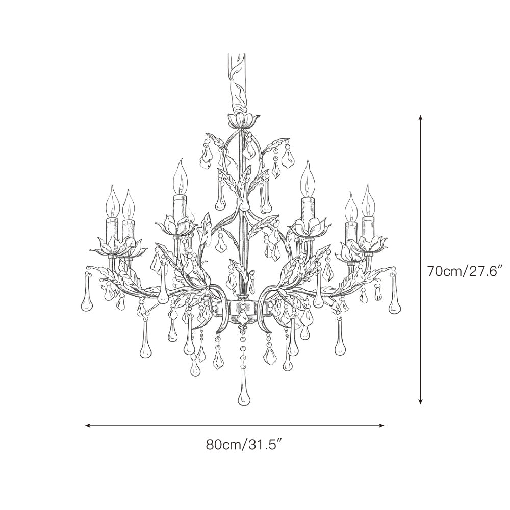 The Aureline Chandelier lit up, casting a warm glow in a living room.