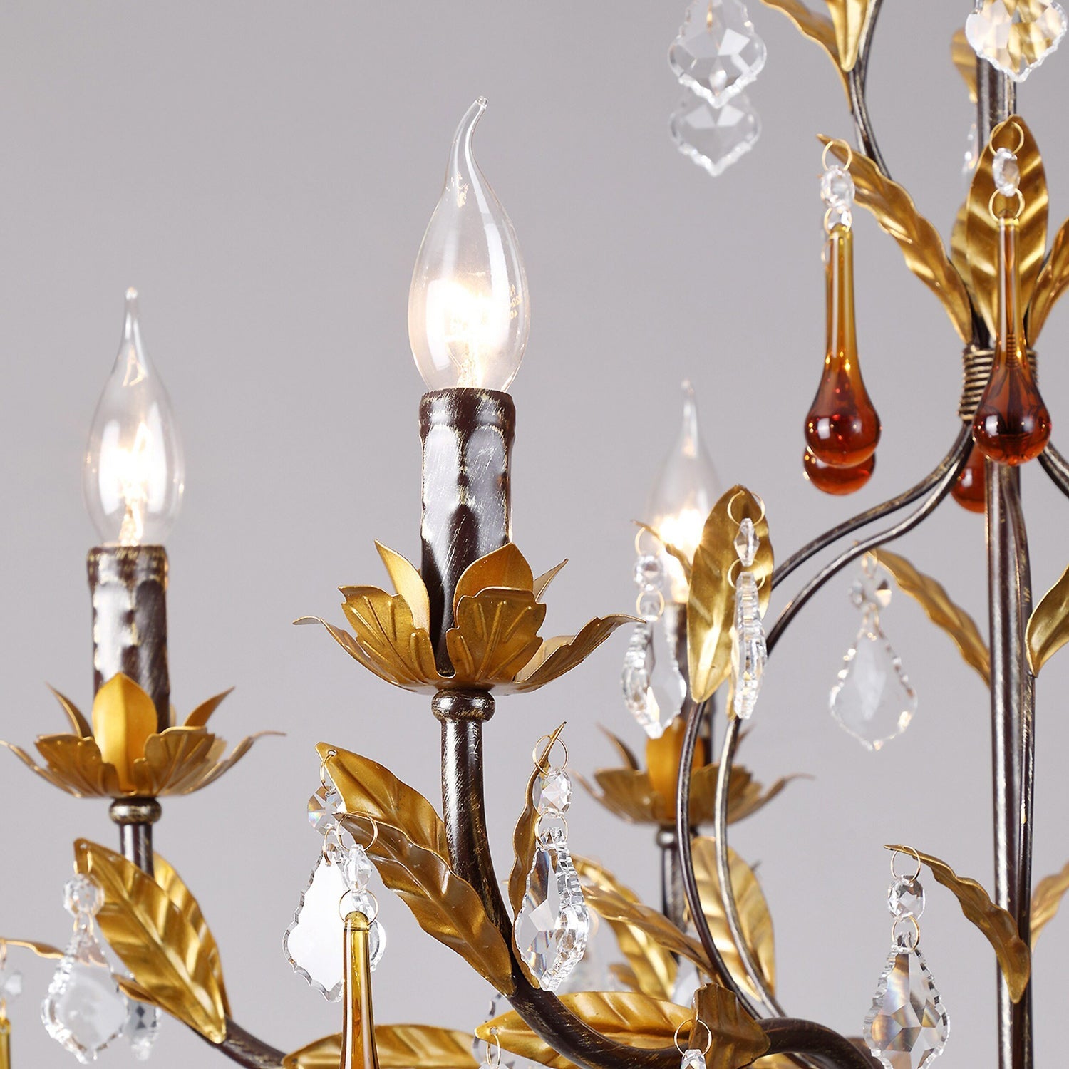 The interplay of light and shadow created by the lit Aureline Chandelier.