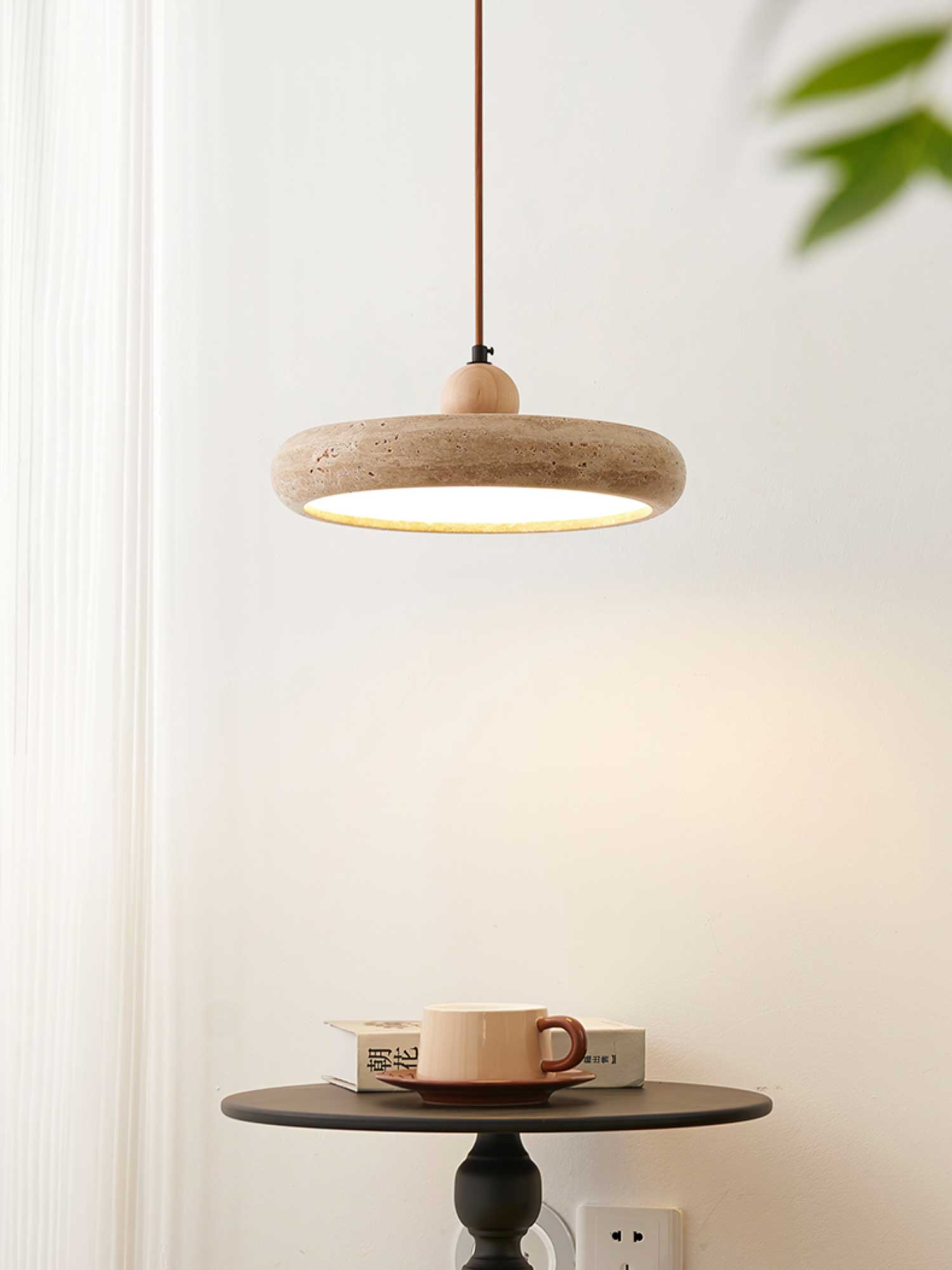Esme Minimalist Travertine Pendant Light-Neutral Decor