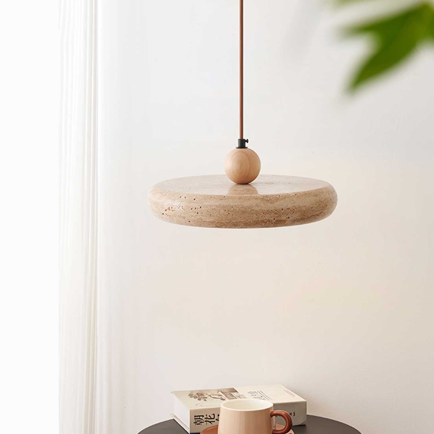 Sirae Minimalist Travertine Pendant Light-Neutral Decor
