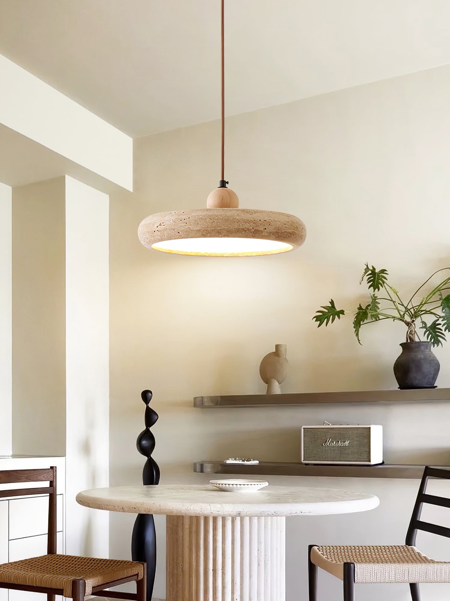 Sirae Minimalist Travertine Pendant Light-Neutral Decor