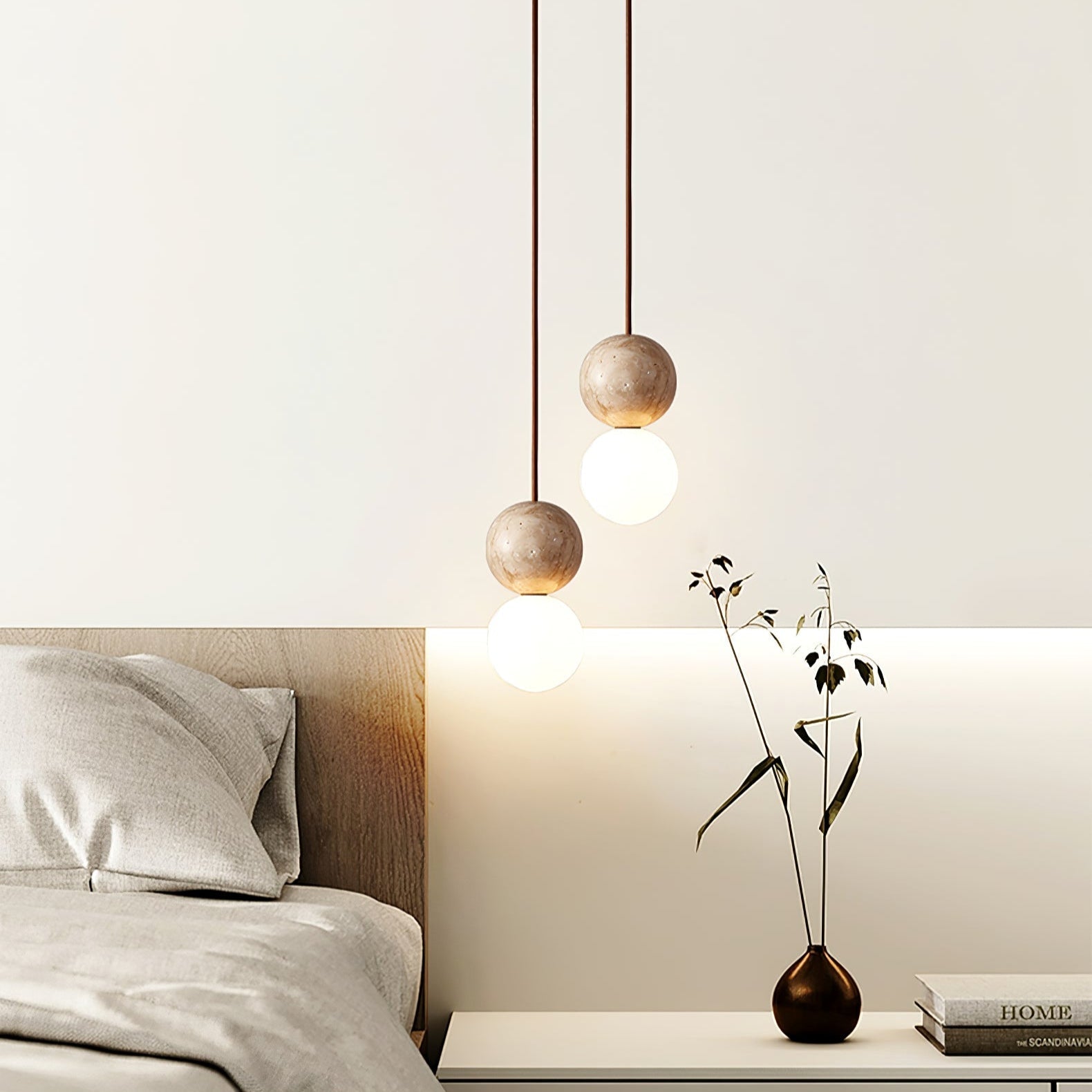 Luna Travertine Pendant Light-Neutral Decor