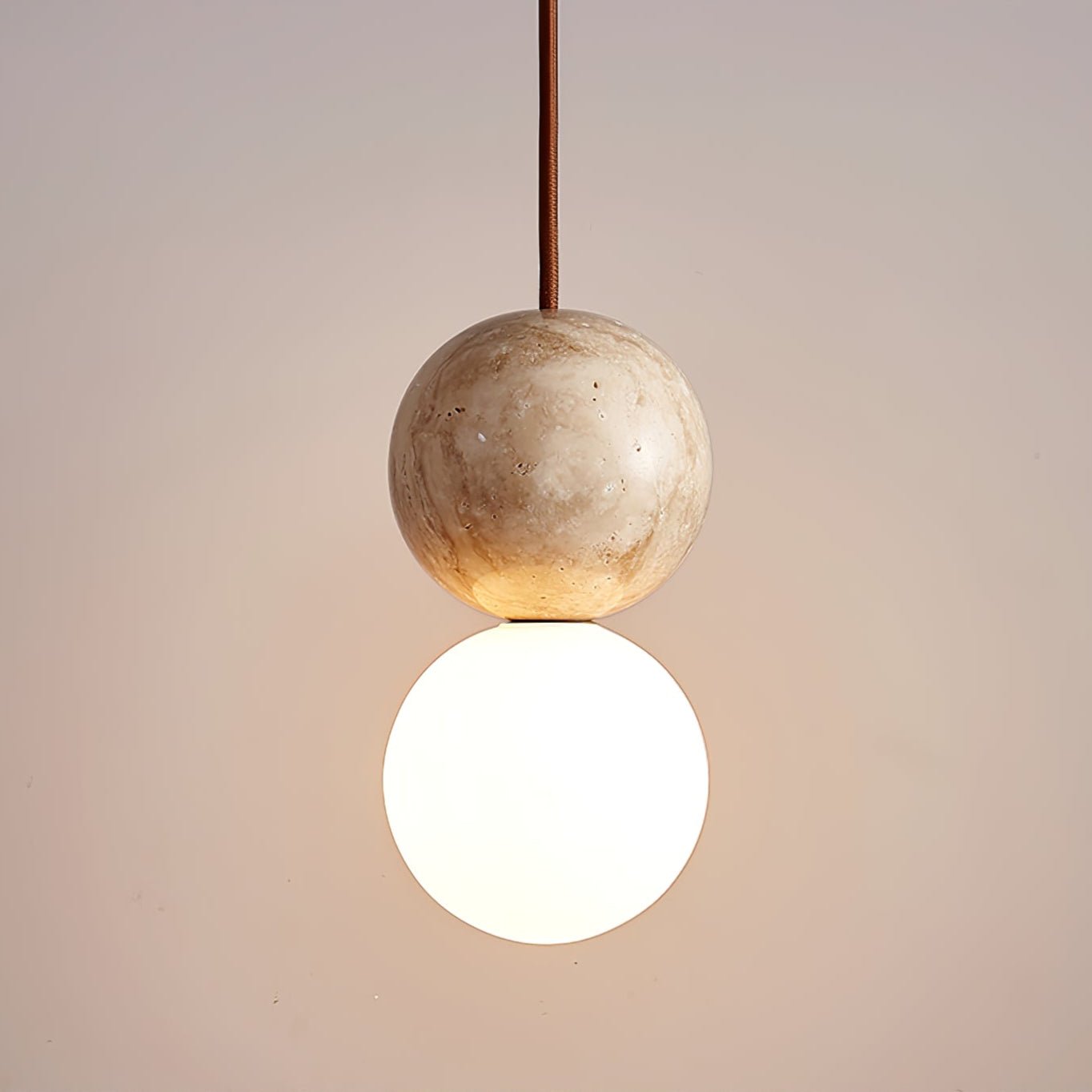 Luna Travertine Pendant Light-Neutral Decor