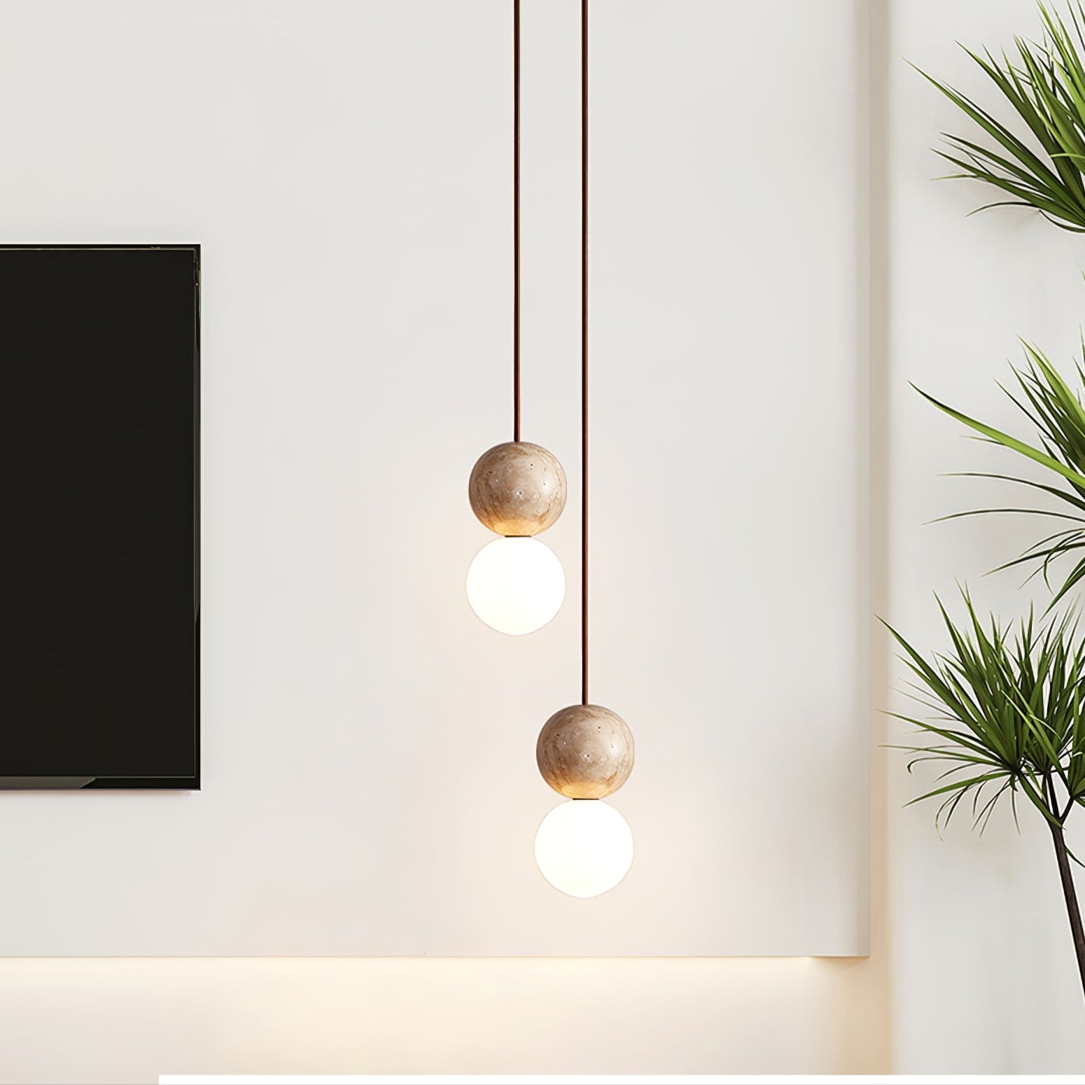 Luna Travertine Pendant Light-Neutral Decor