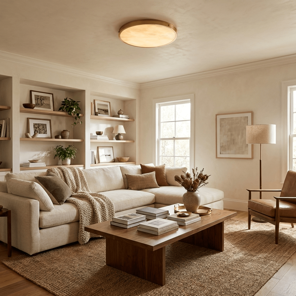 Aureon Alabaster Round Ceiling Lamp-Neutral Decor