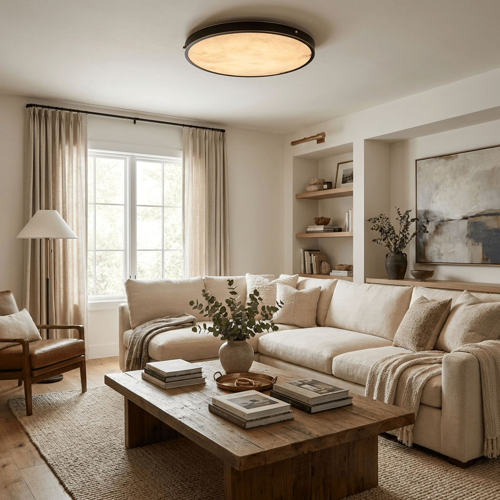 Aureon Alabaster Round Ceiling Lamp-Neutral Decor
