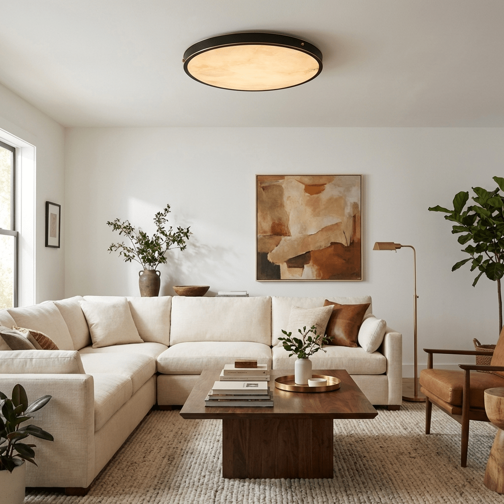 Aureon Alabaster Round Ceiling Lamp-Neutral Decor