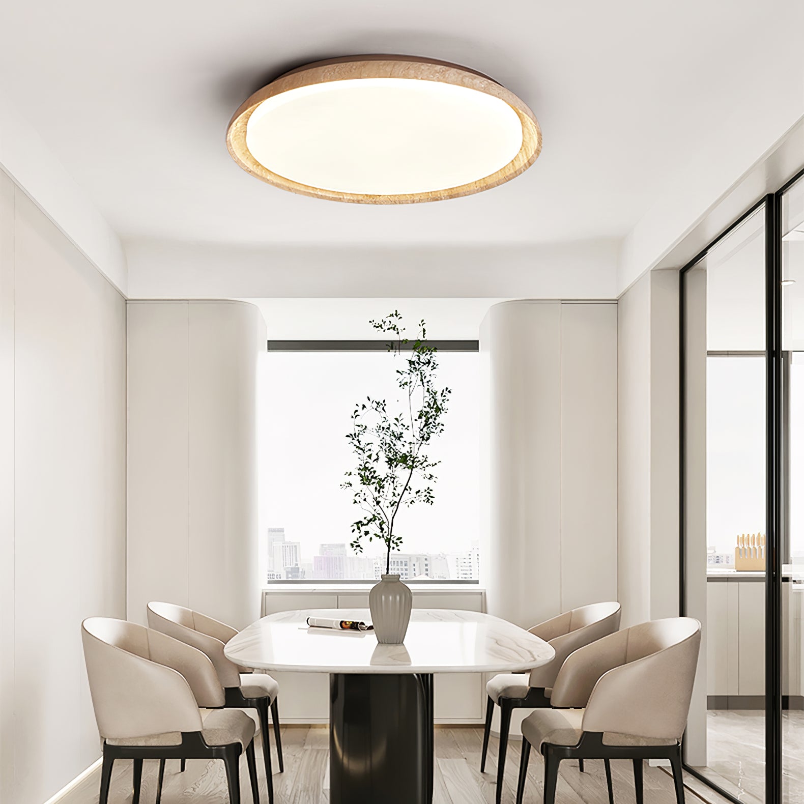 Tixel Ring-Rim Travertine Ceiling Light-Neutral Decor