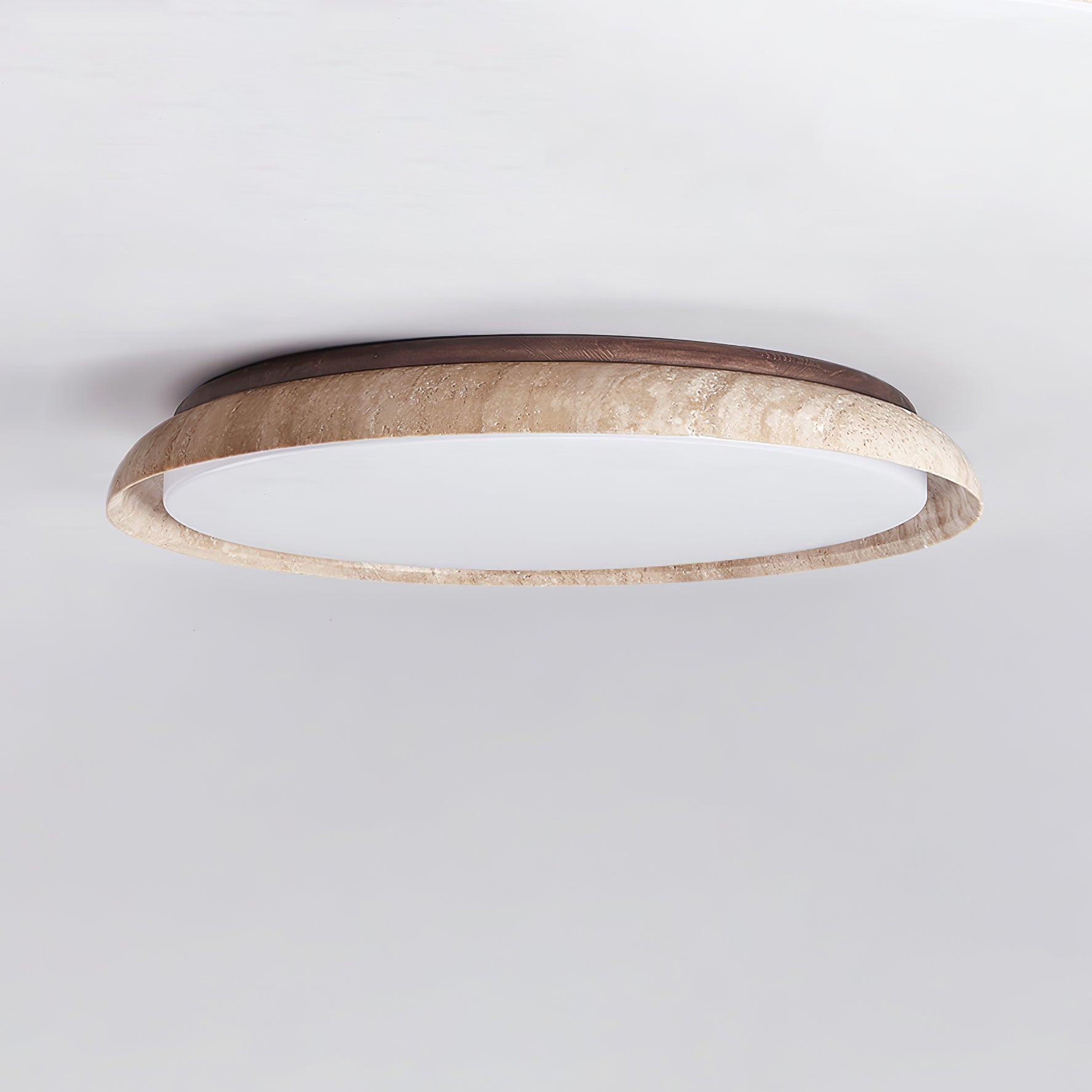 Tixel Ring-Rim Travertine Ceiling Light-Neutral Decor