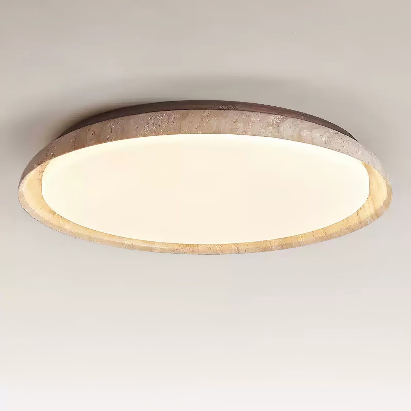Eveno Ring-Rim Travertine Ceiling Light-Neutral Decor