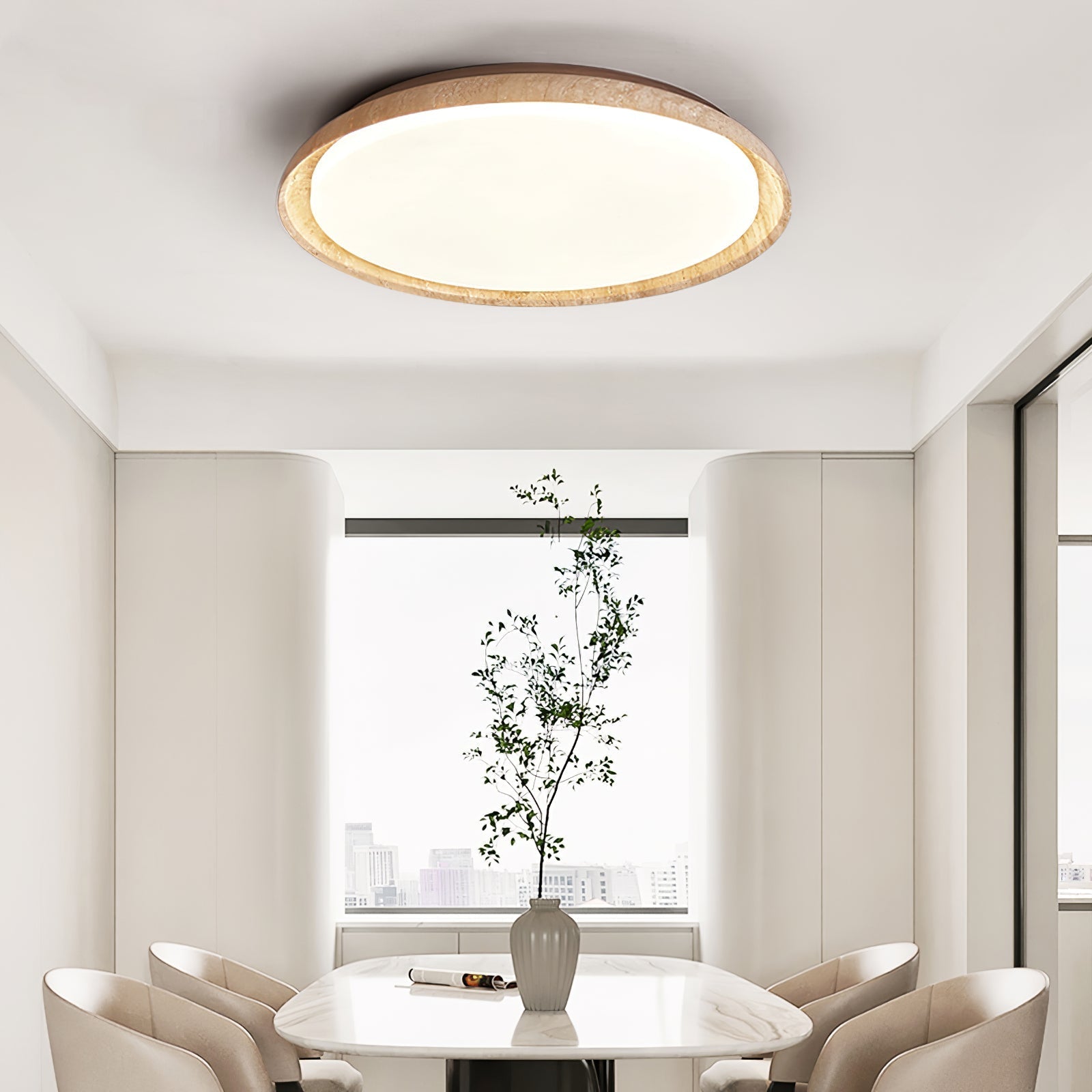Eveno Ring-Rim Travertine Ceiling Light-Neutral Decor
