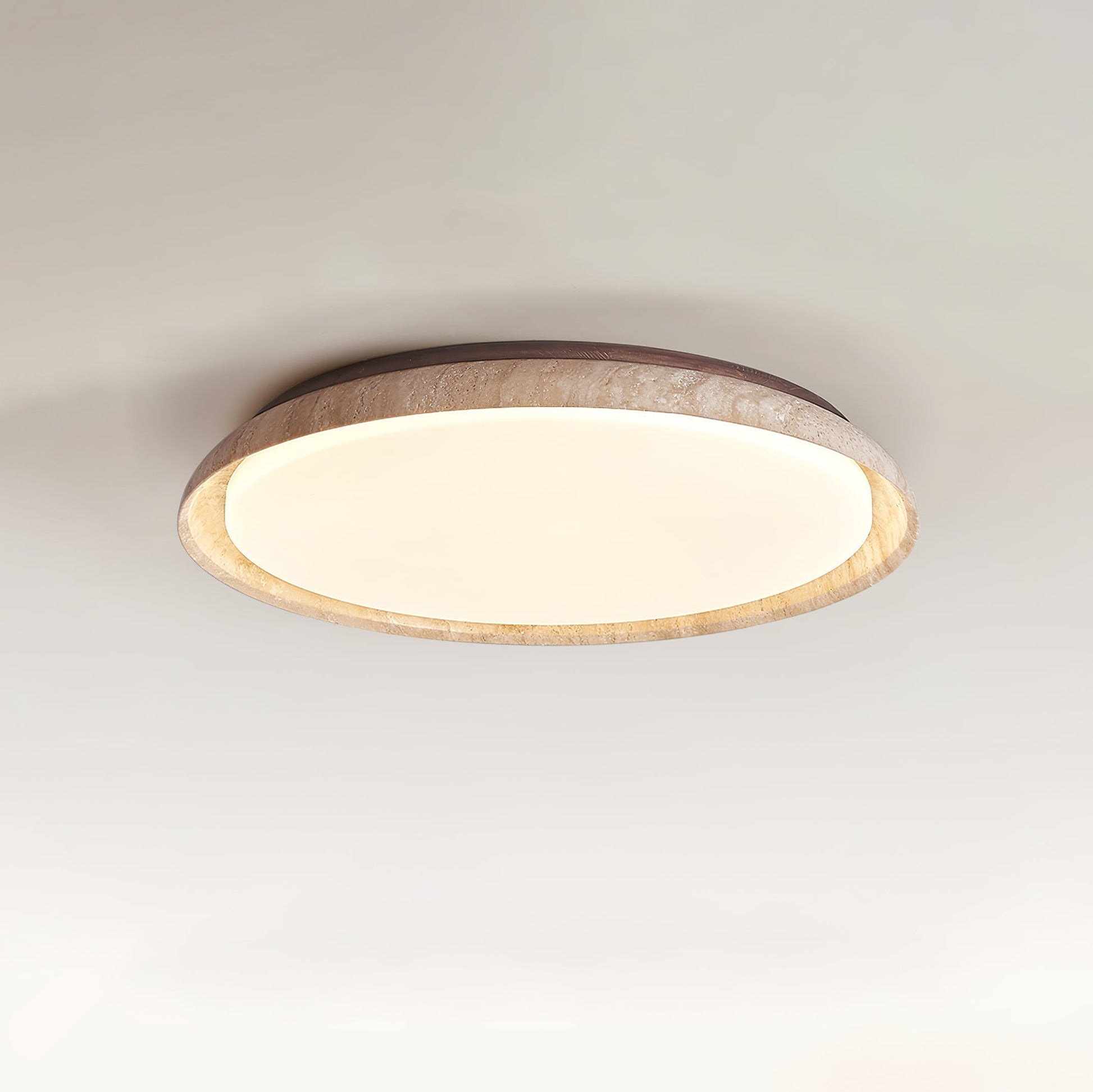 Tixel Ring-Rim Travertine Ceiling Light-Neutral Decor