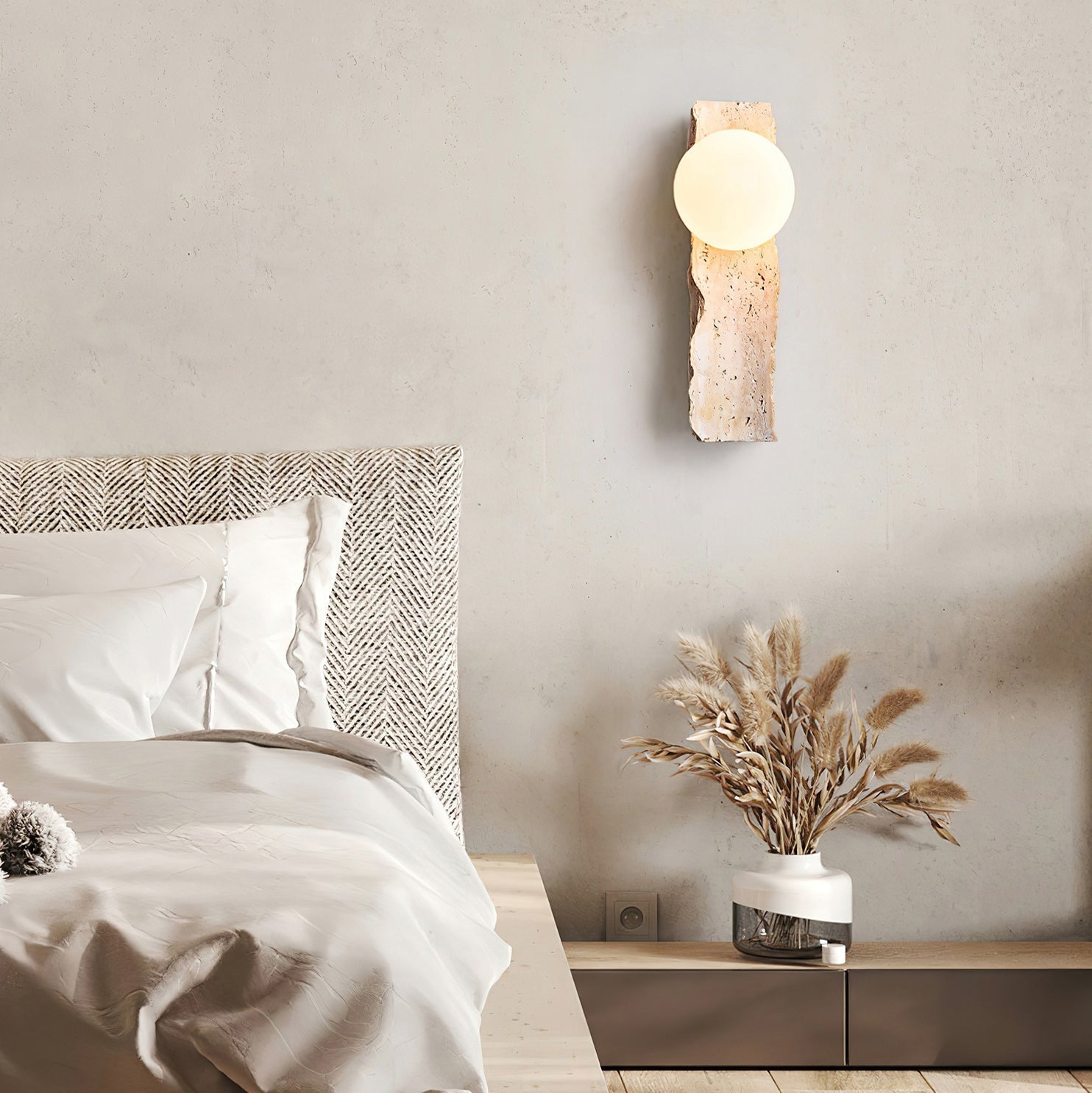 Aureum Modern Minimalist Glass Travertine Wall Lamp