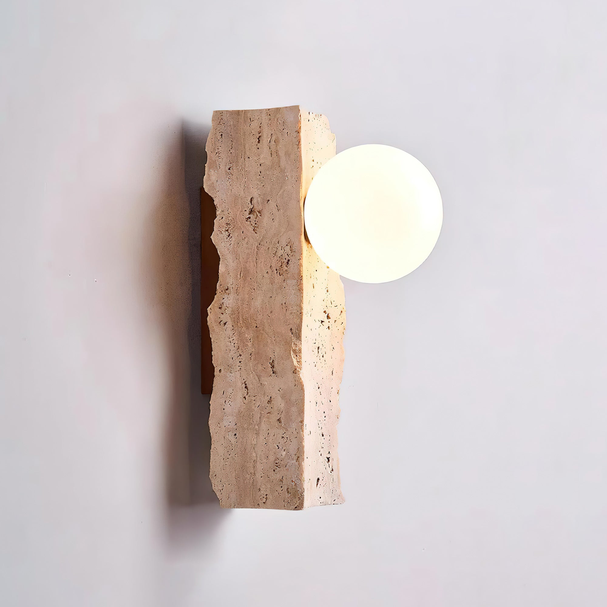 Aureum Modern Minimalist Glass Travertine Wall Lamp