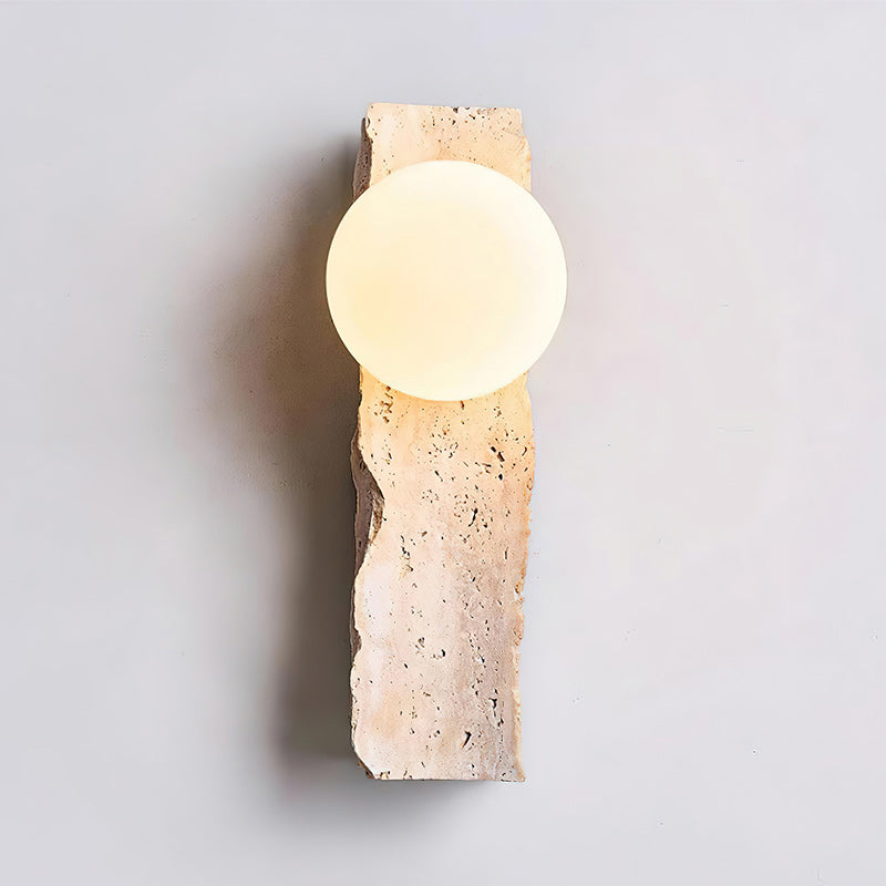 Aureum Modern Minimalist Glass Travertine Wall Lamp
