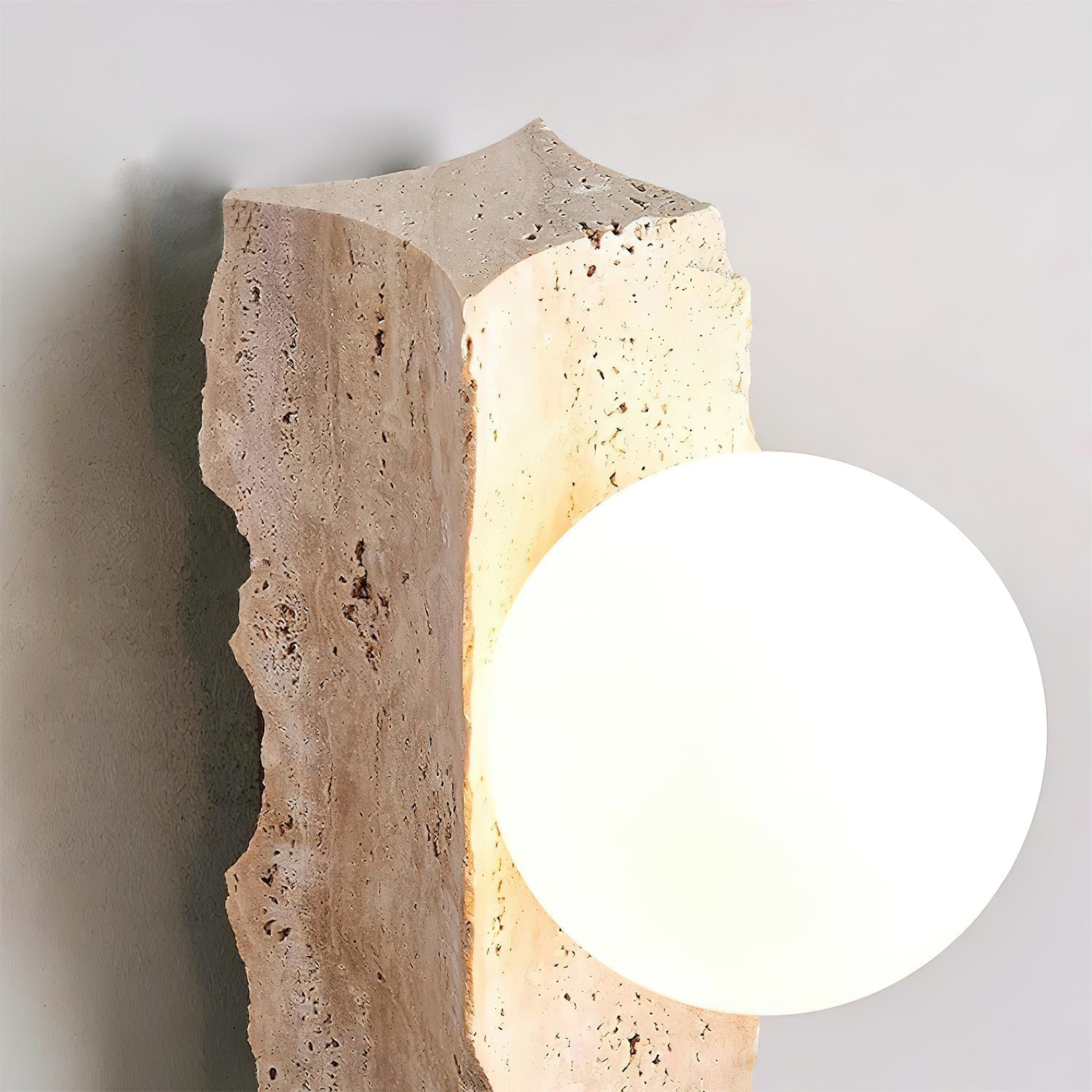 Aureum Modern Minimalist Glass Travertine Wall Lamp