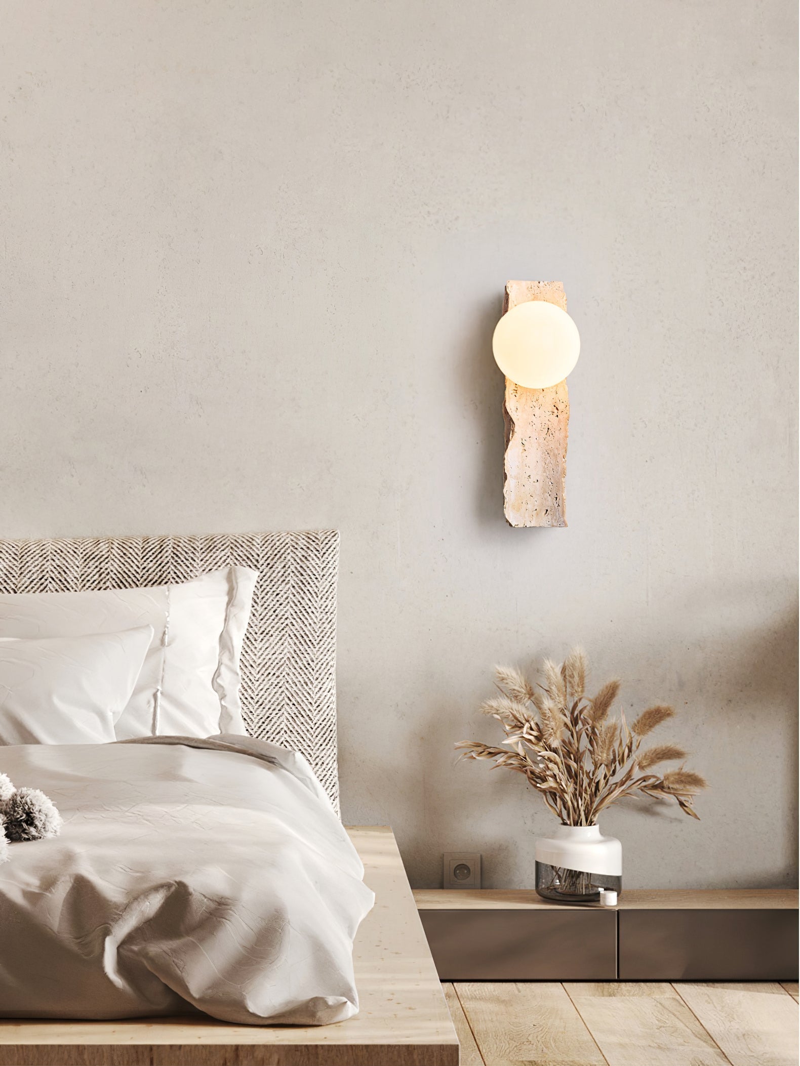 Elnoren Organic Travertine Wall Light-Neutral Decor