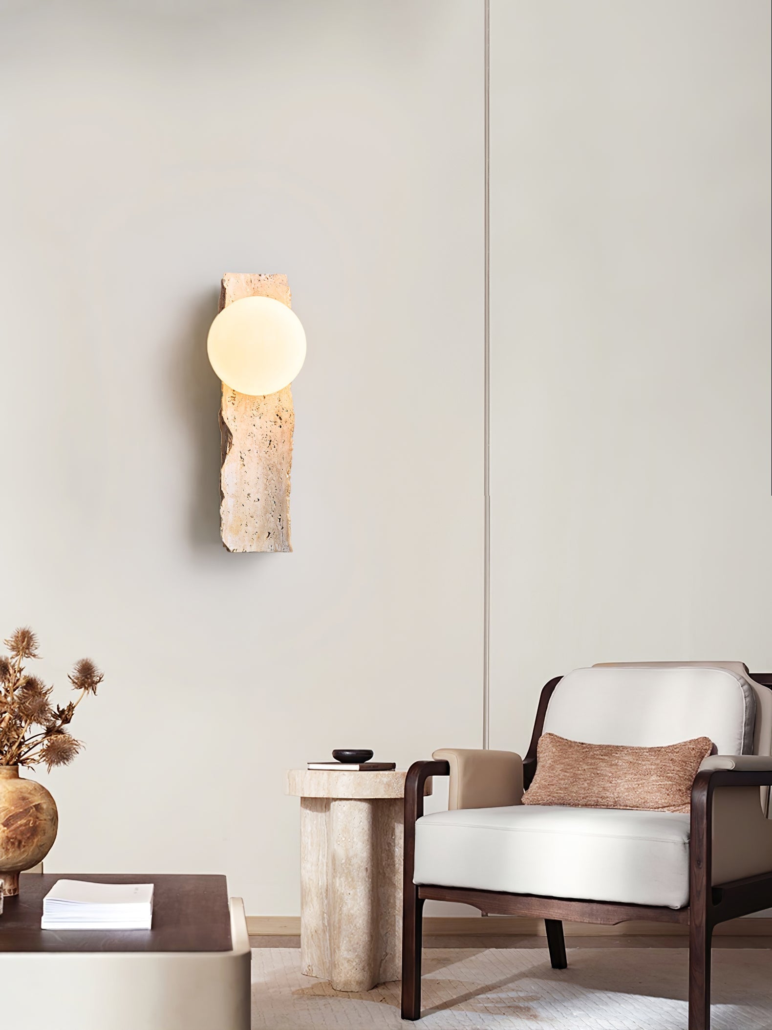 Elnoren Organic Travertine Wall Light-Neutral Decor