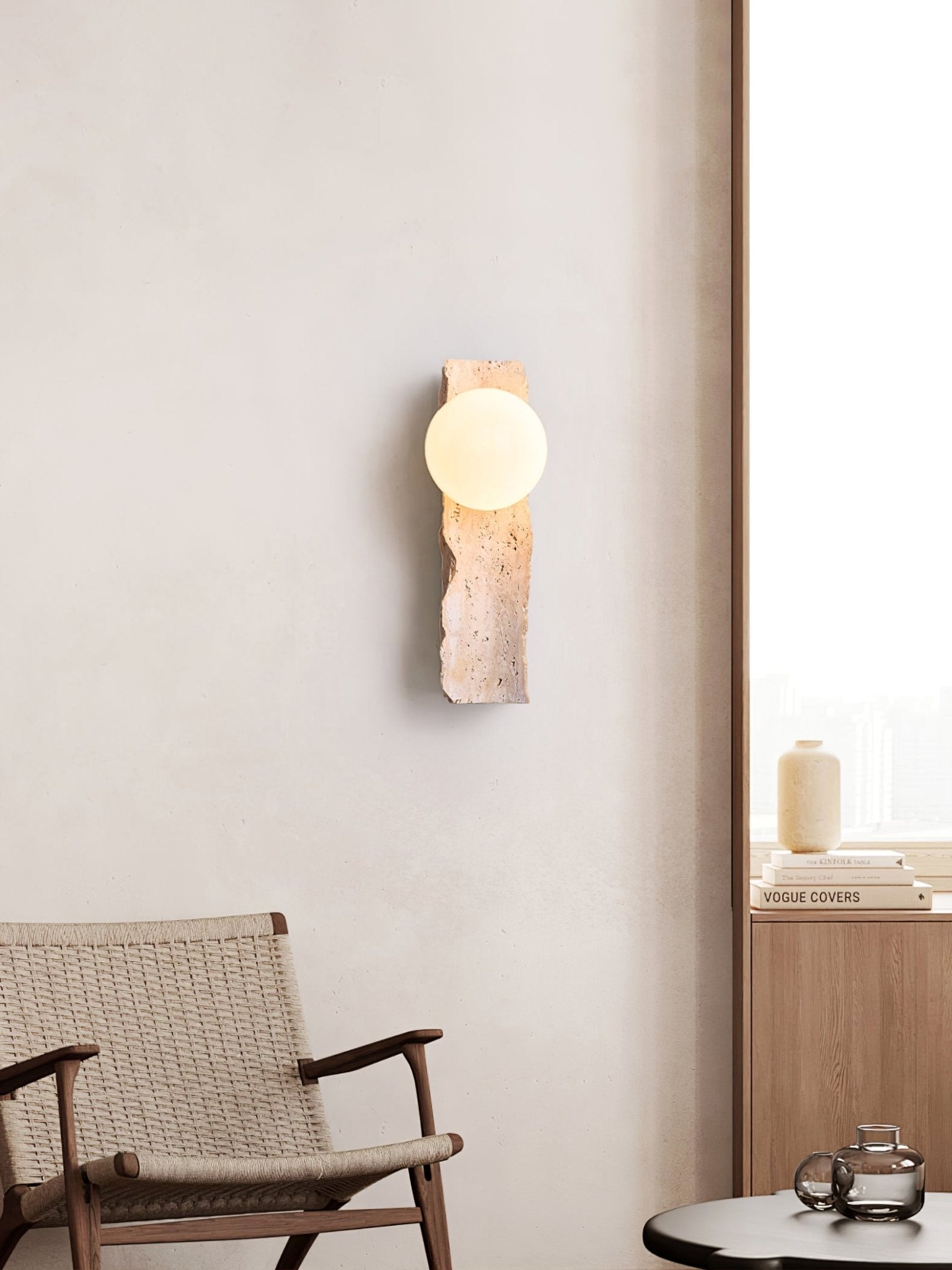 Elnoren Organic Travertine Wall Light-Neutral Decor